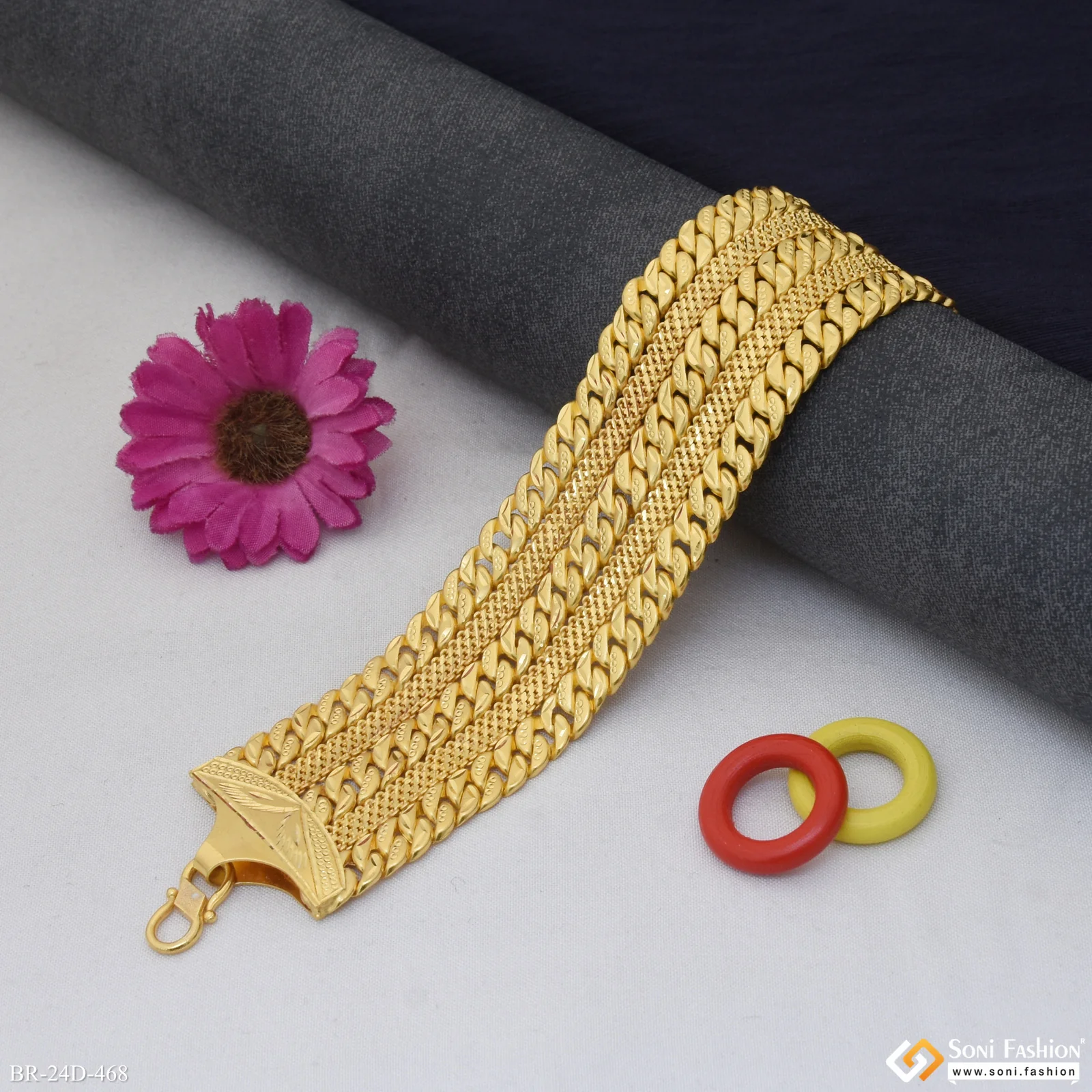 2 In 1 Amazing Design Gold Plated Pokal Bracelet for Men - Style D468 - Image 3