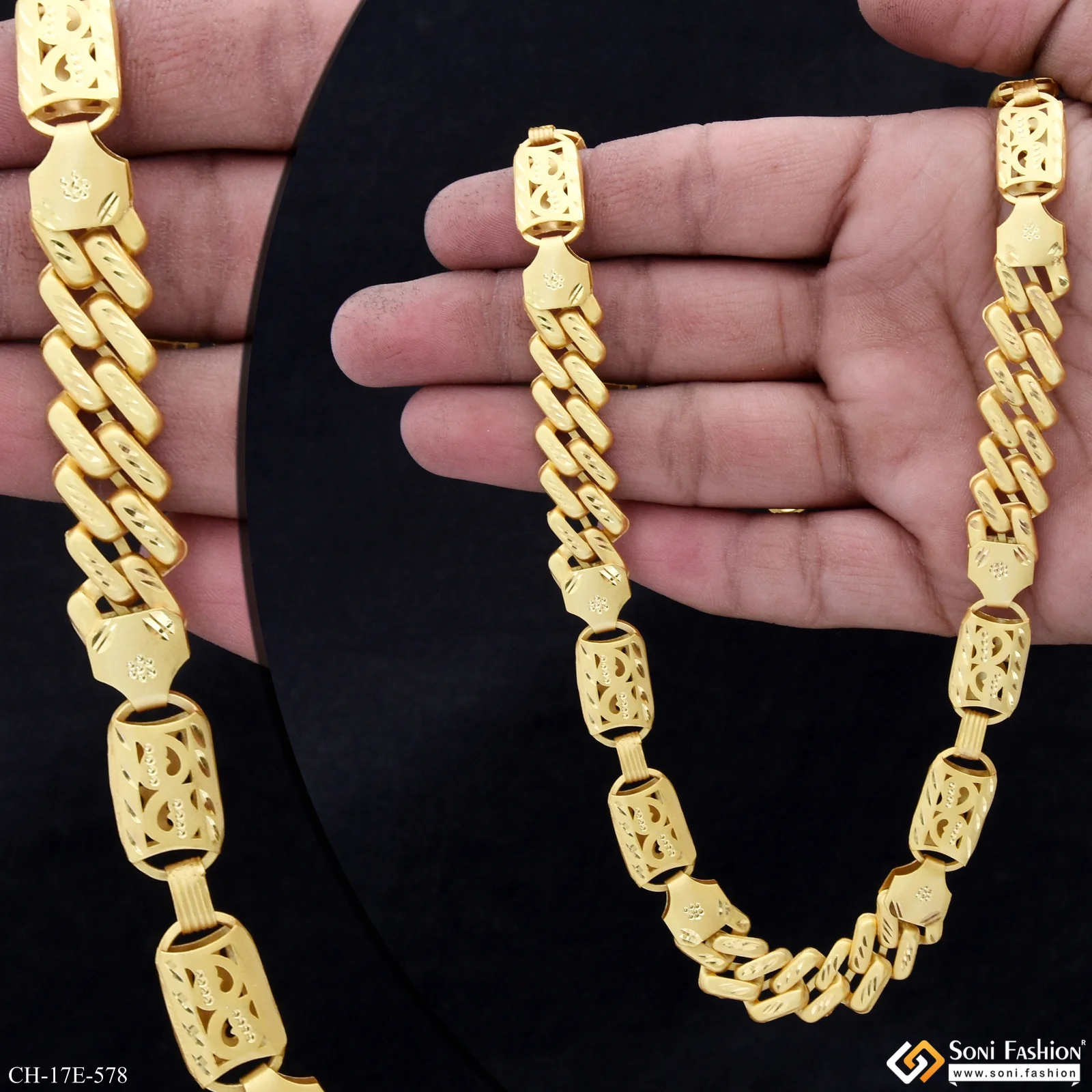 2 In 1 Amazing Design Gold Plated Pokal Chain for Men - Style E578 - Image 2