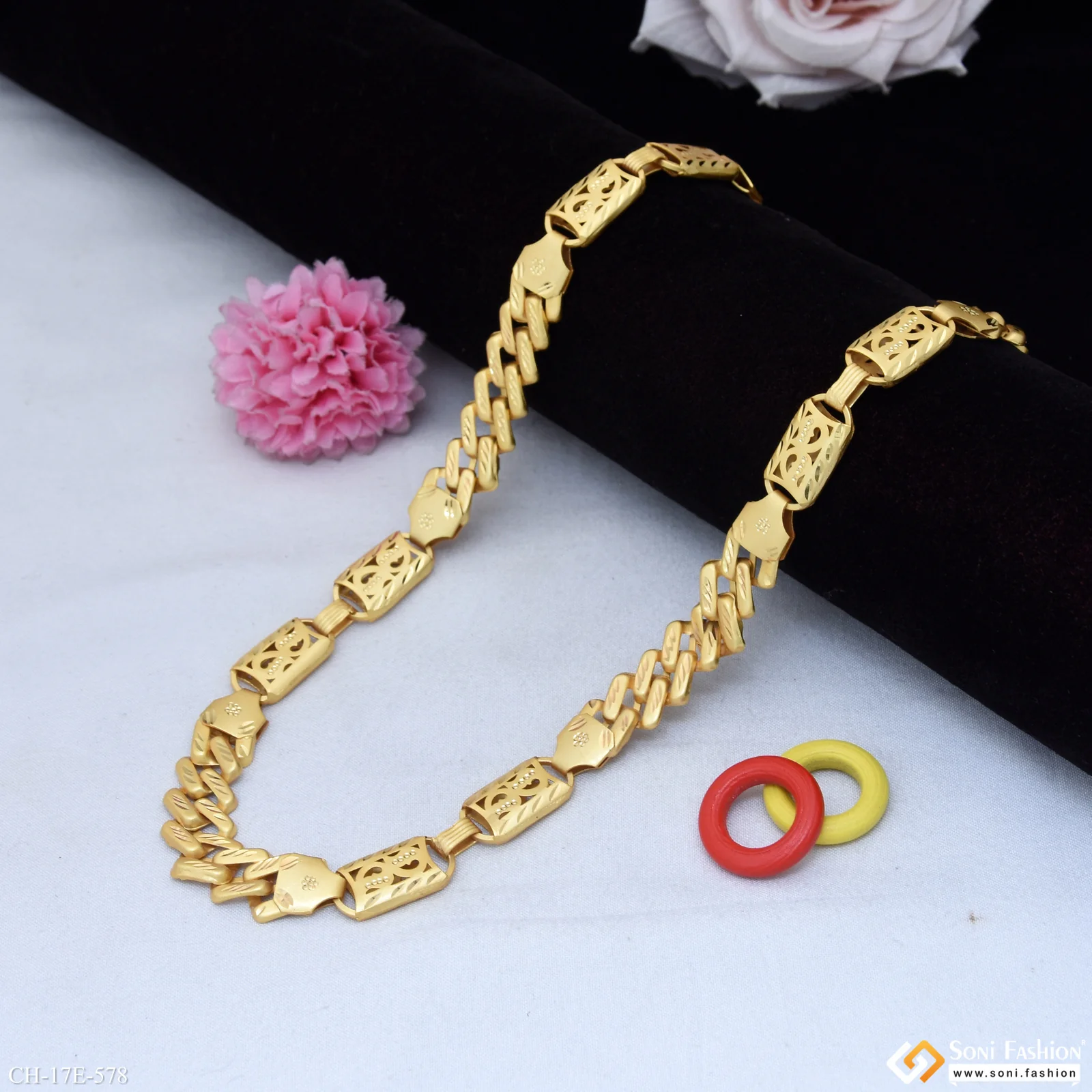 2 In 1 Amazing Design Gold Plated Pokal Chain for Men - Style E578 - Image 3