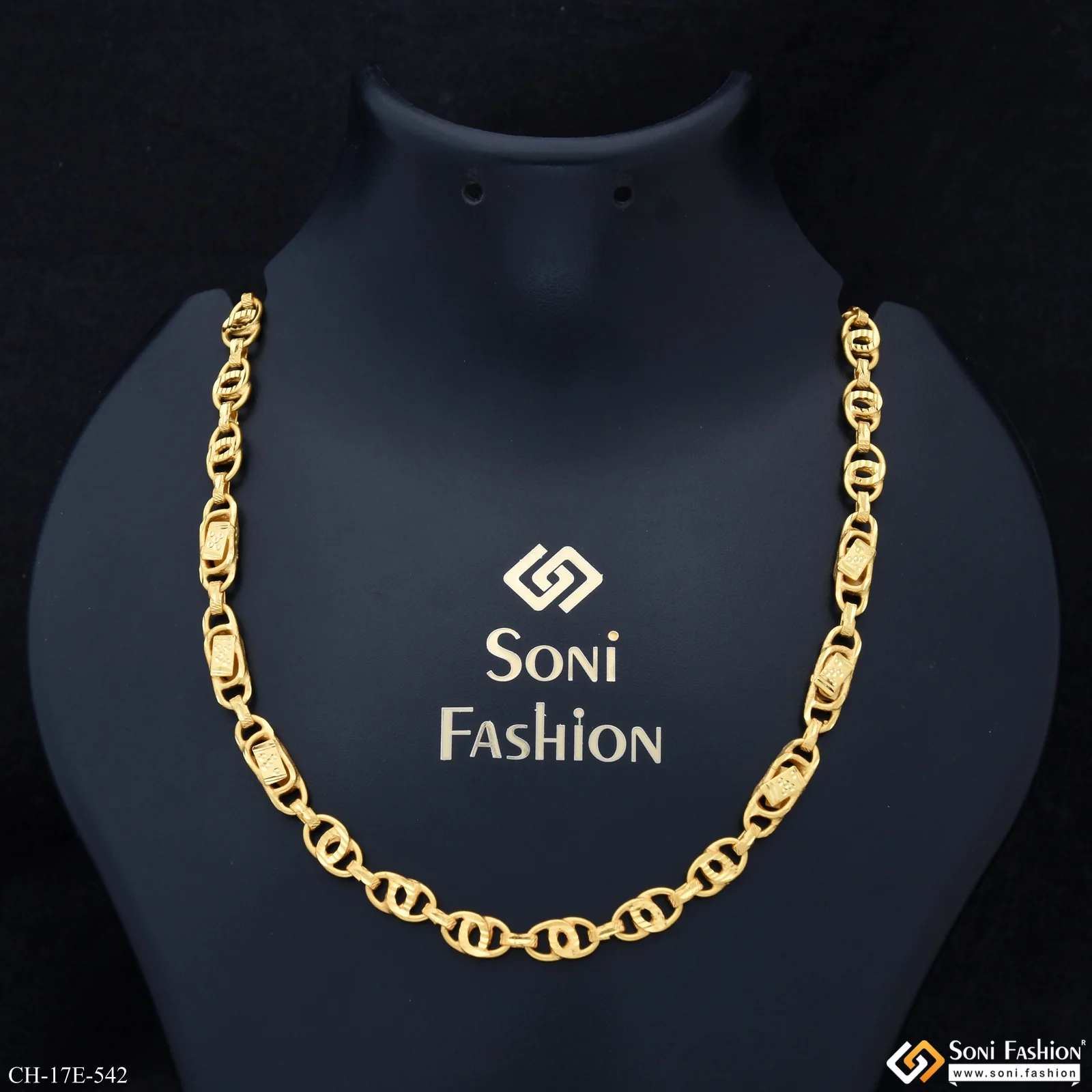 2 In 1 Artisanal Design Gold Plated Link Chain for Men - Style E542