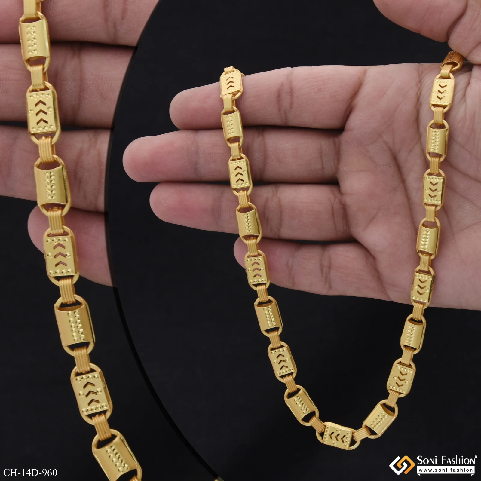 2 In 1 Awesome Design Gold Plated Nawabi Chain for Men - Style D960 - Image 2
