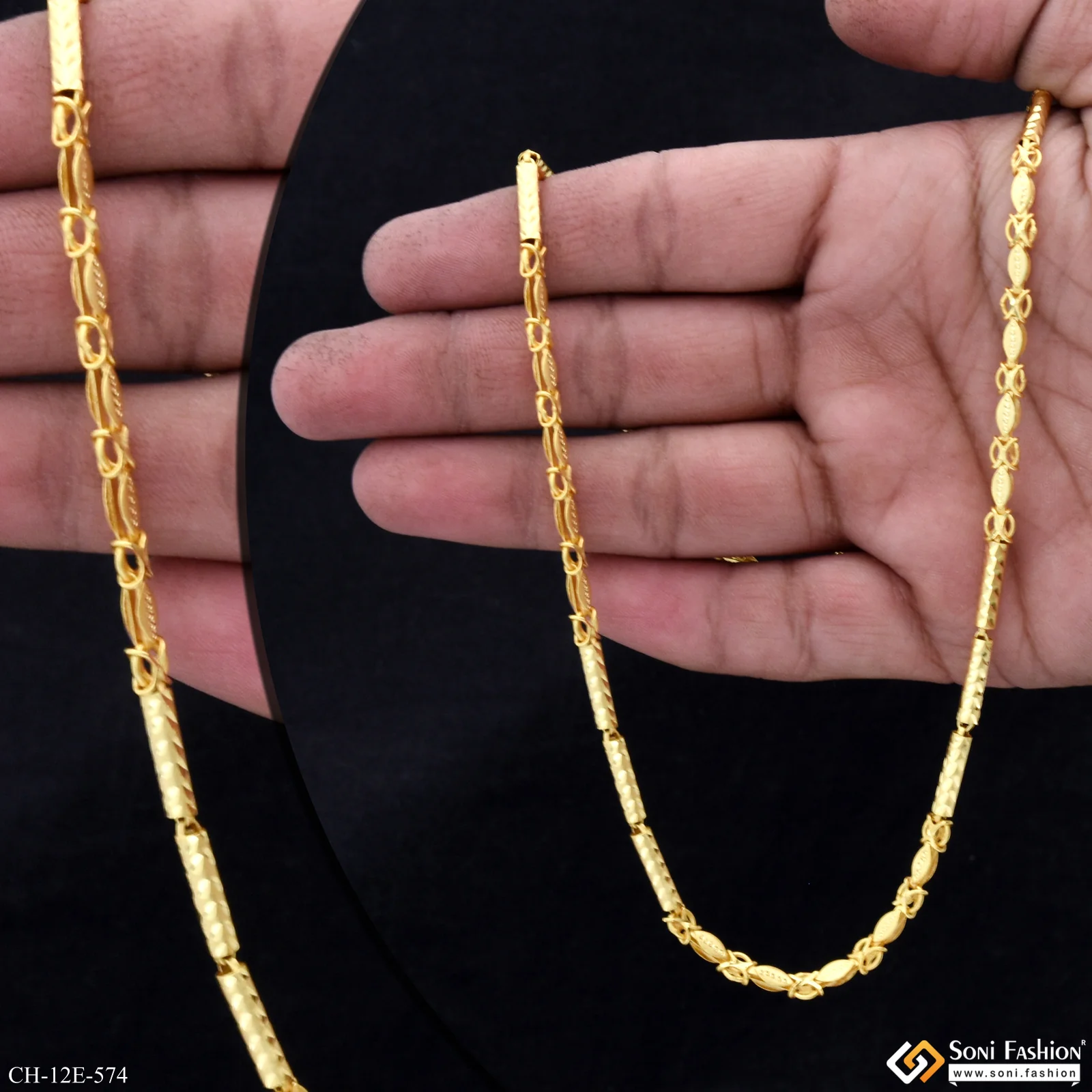 2 In 1 Awesome Design Gold Plated Pipe Chain for Men - Style E574 - Image 2
