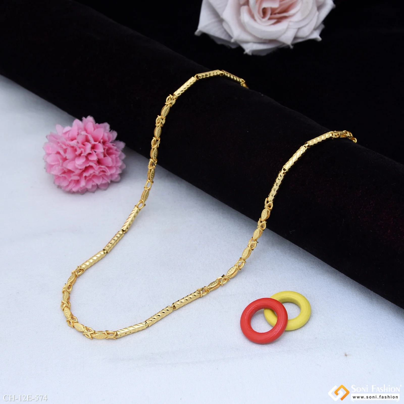 2 In 1 Awesome Design Gold Plated Pipe Chain for Men - Style E574 - Image 3