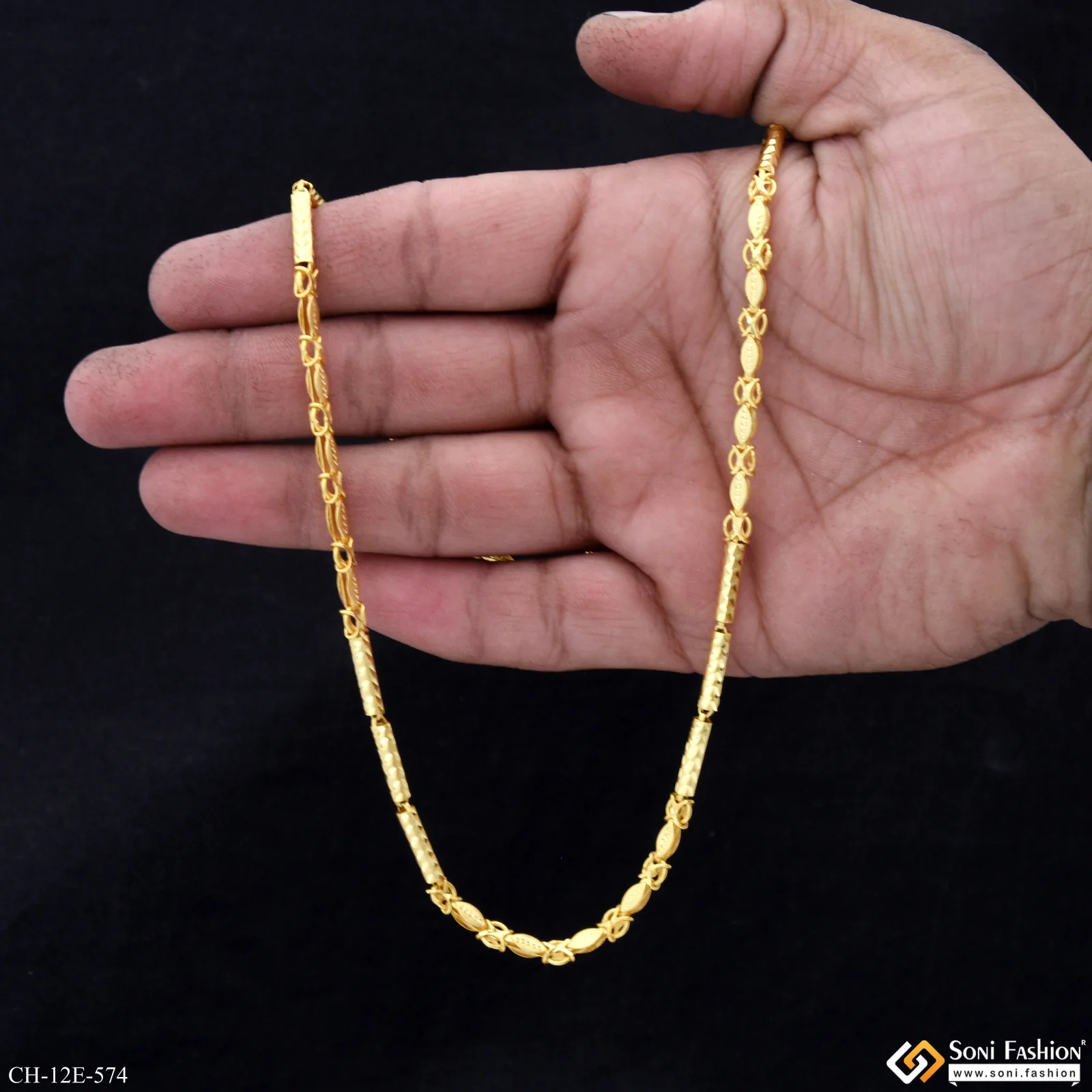 2 In 1 Awesome Design Gold Plated Pipe Chain for Men - Style E574 - Image 6