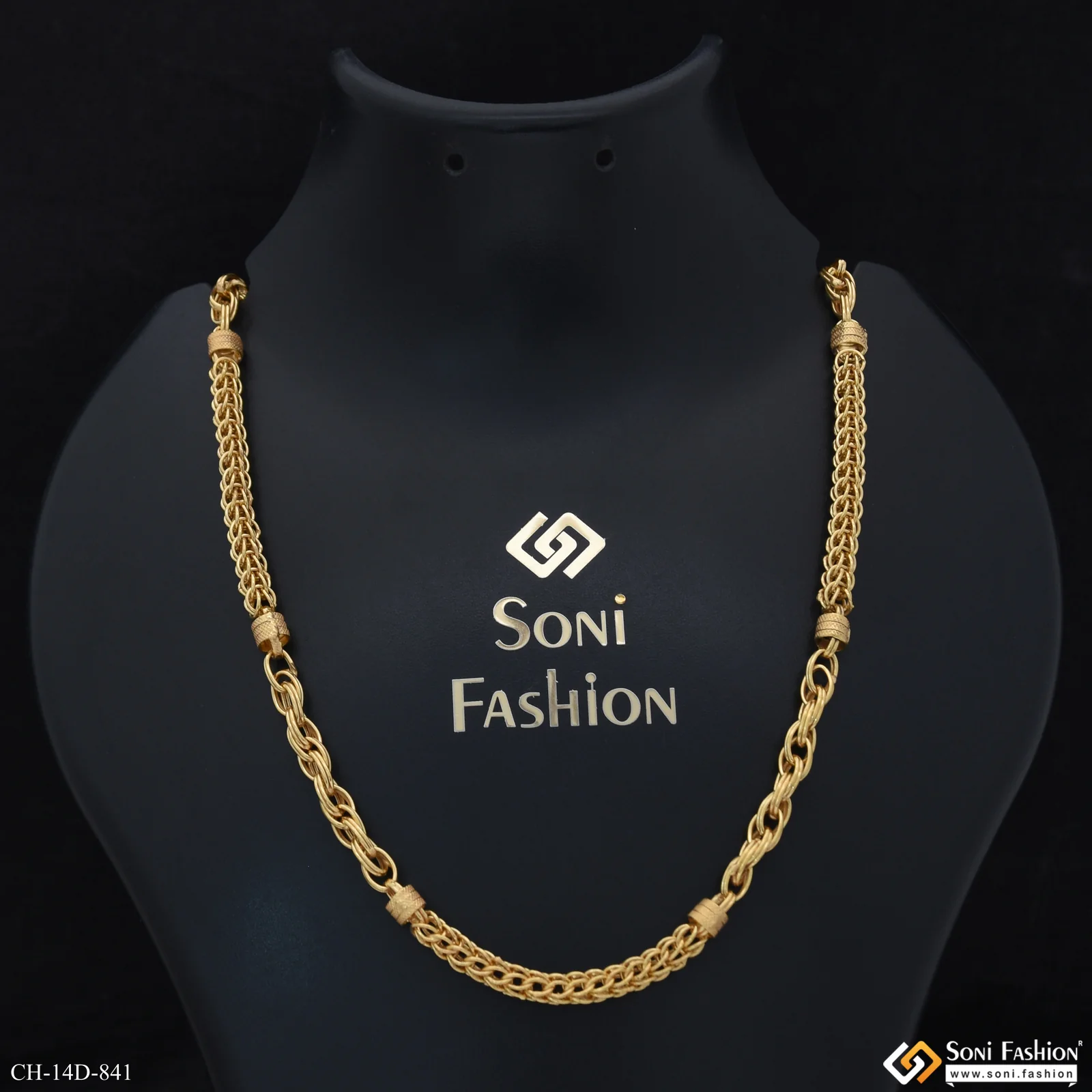 2 In 1 Awesome Design Gold Plated Rajwadi Chain for Men - Style D841