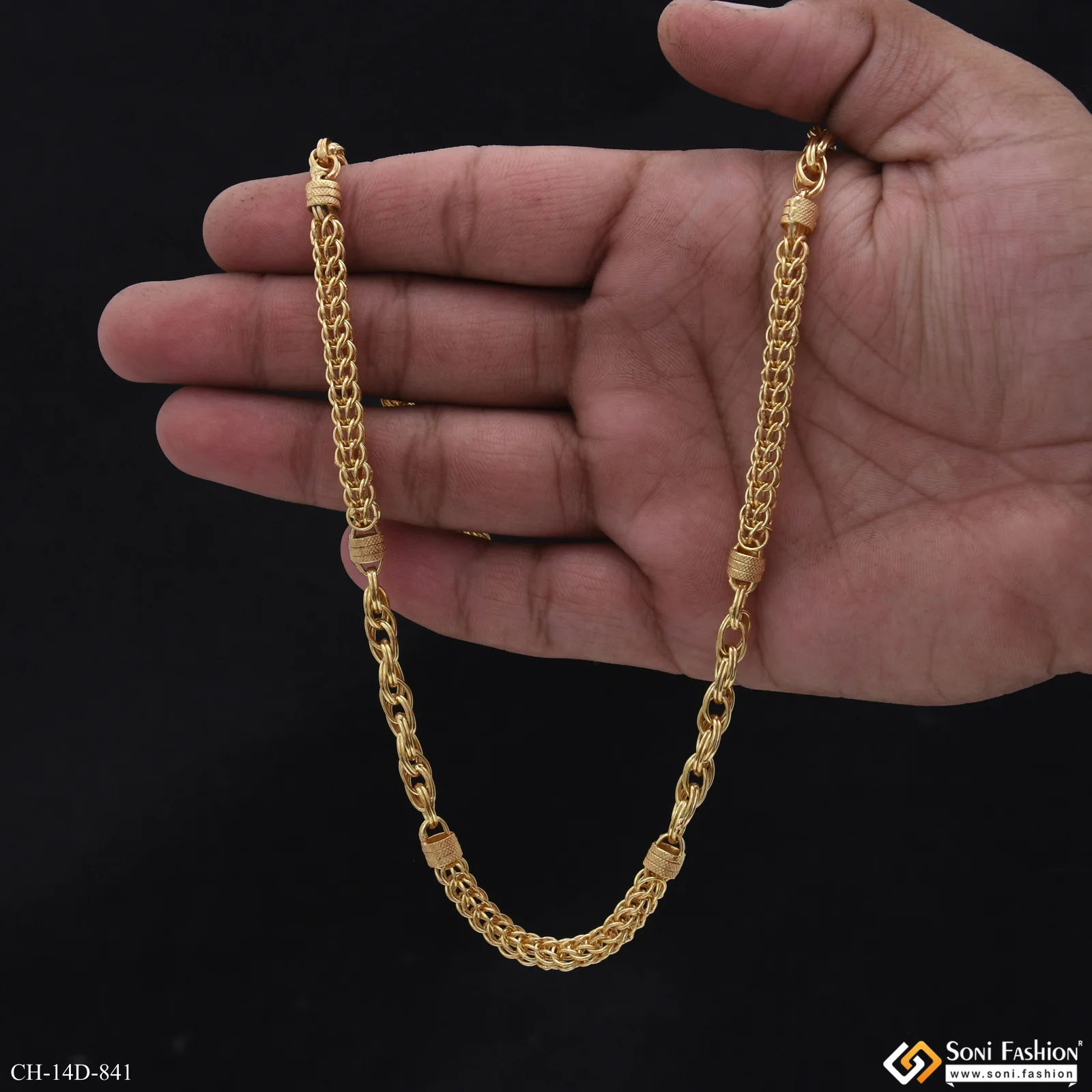 2 In 1 Awesome Design Gold Plated Rajwadi Chain for Men - Style D841 - Image 2