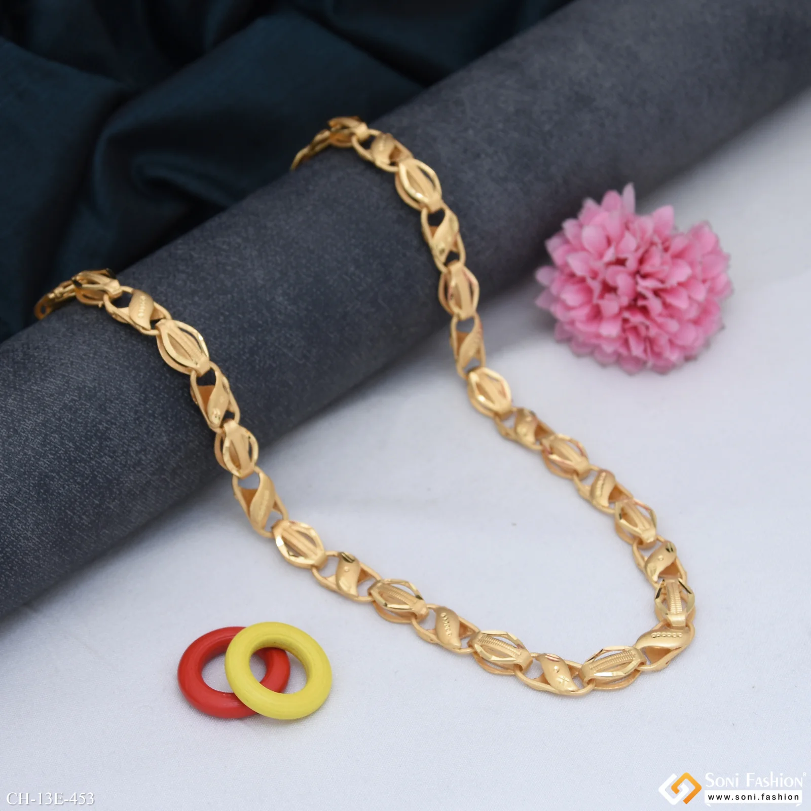 2 In 1 Best Quality Gold Plated Kohli Chain for Men - Style E453 - Image 4