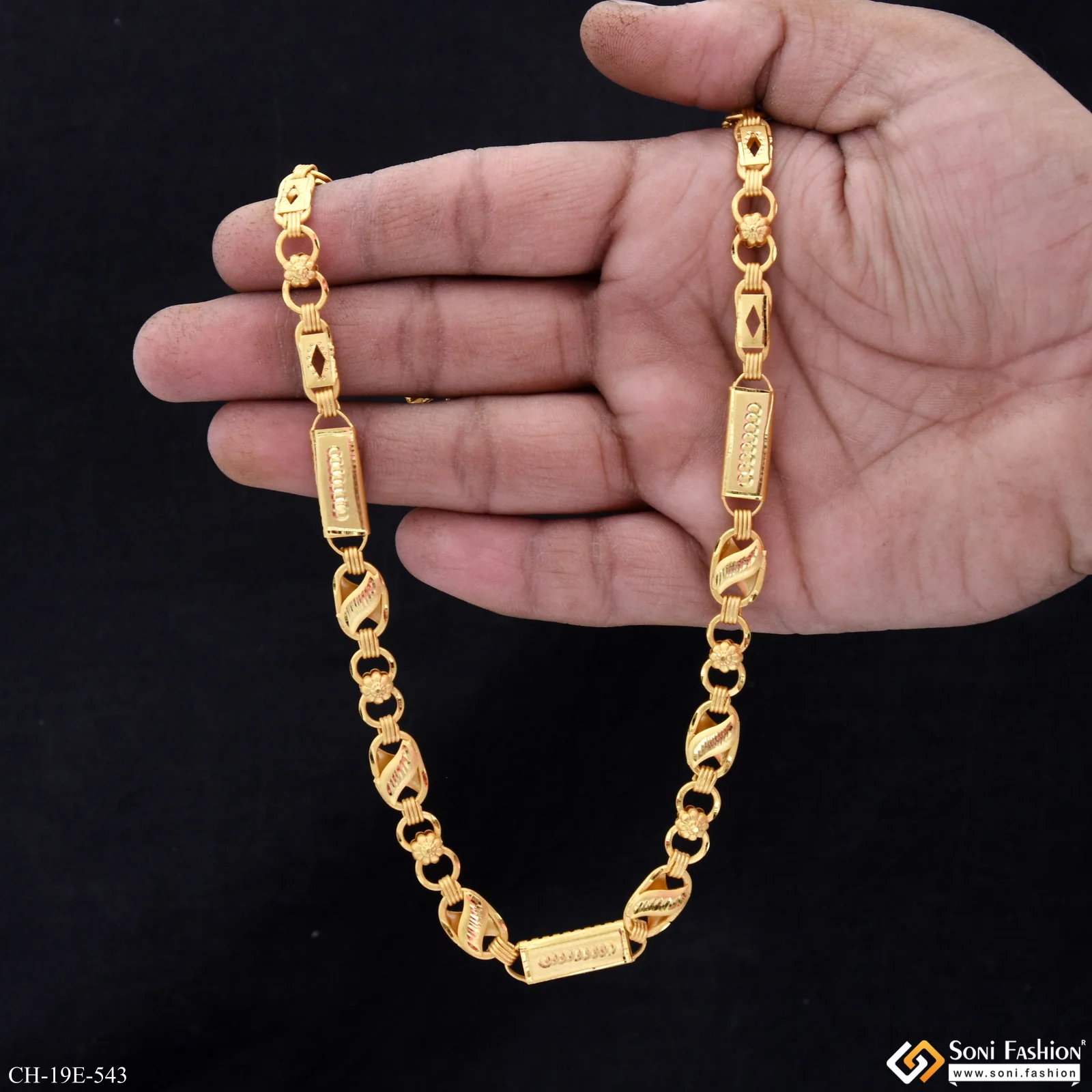 2 In 1 Best Quality Gold Plated Kohli Nawabi Chain for Men - Style E543 - Image 6