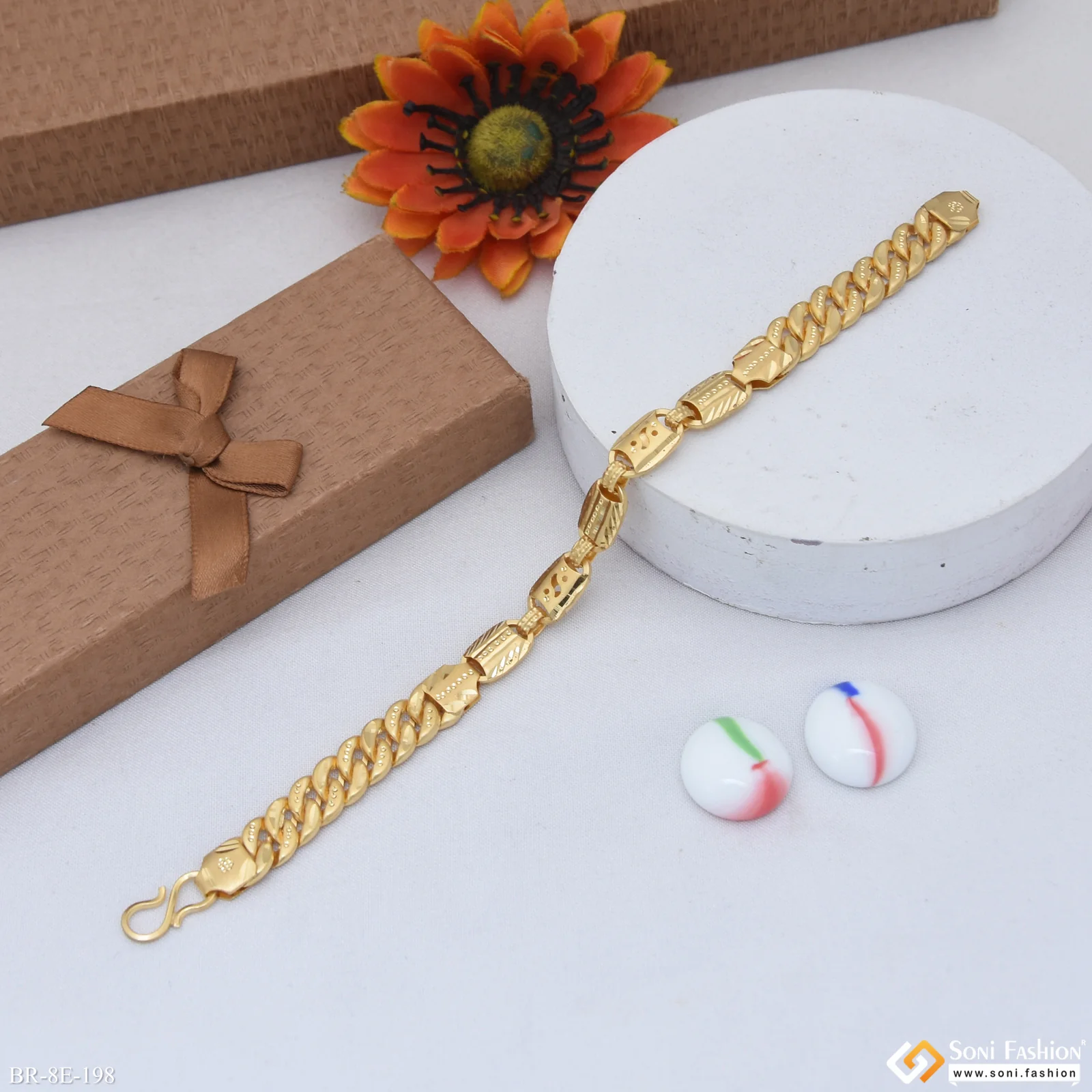 2 In 1 Best Quality Gold Plated Pokal Bracelet for Men - Style E198 - Image 3