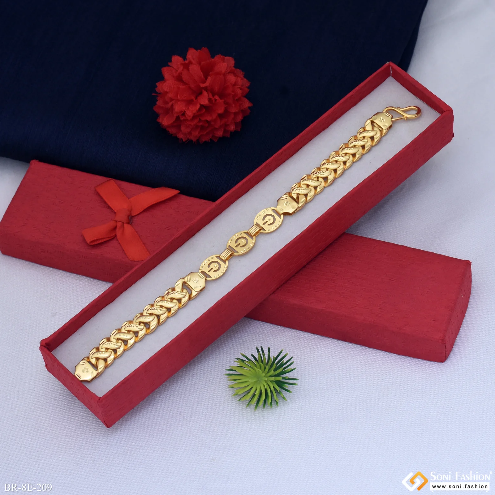 2 In 1 Best Quality Gold Plated Pokal Bracelet for Men - Style E209 - Image 2