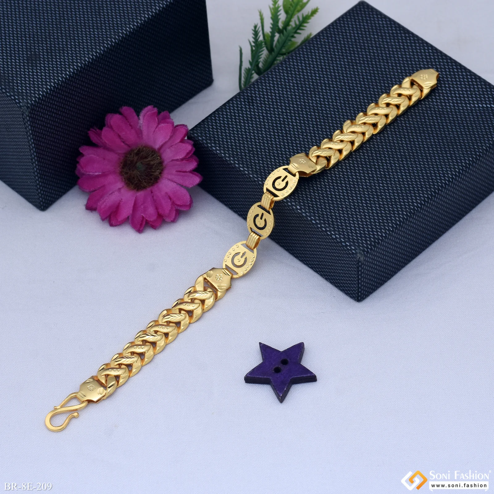 2 In 1 Best Quality Gold Plated Pokal Bracelet for Men - Style E209 - Image 4