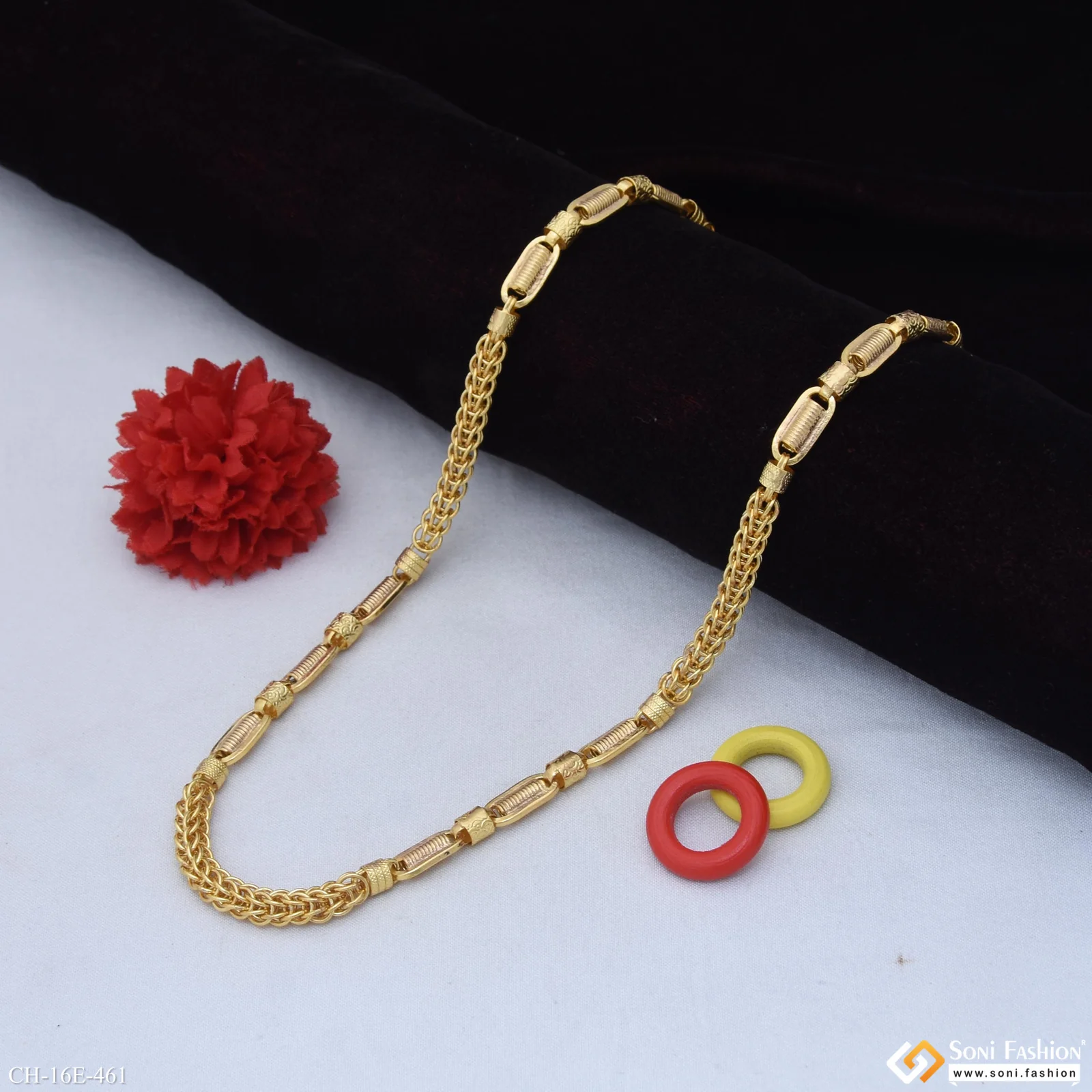 2 In 1 Best Quality Gold Plated Rajwadi Chain for Men - Style E461 - Image 3