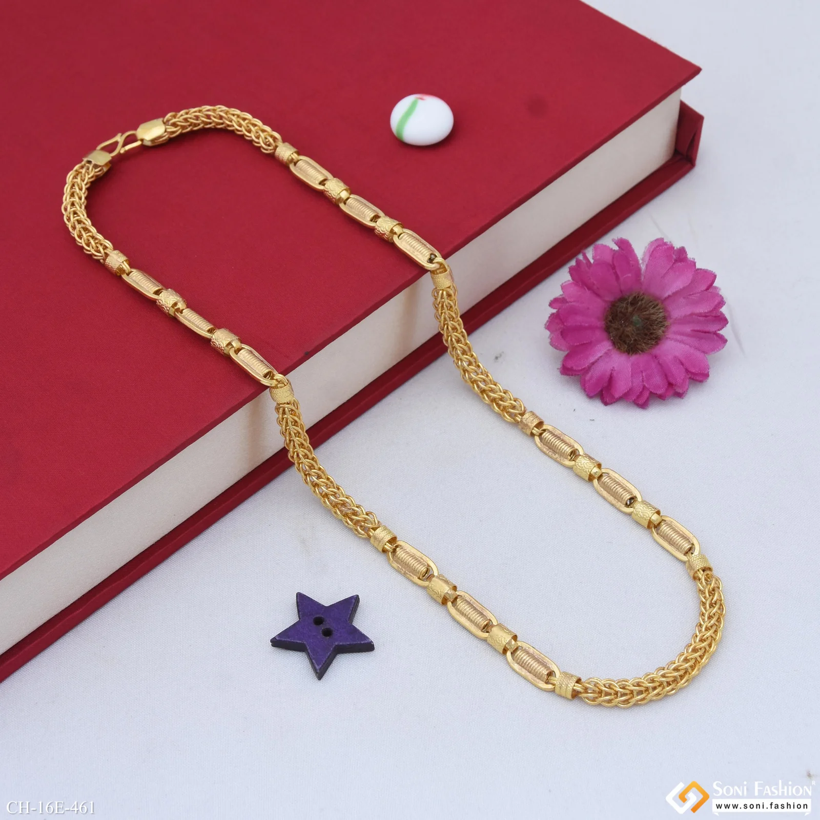 2 In 1 Best Quality Gold Plated Rajwadi Chain for Men - Style E461 - Image 4