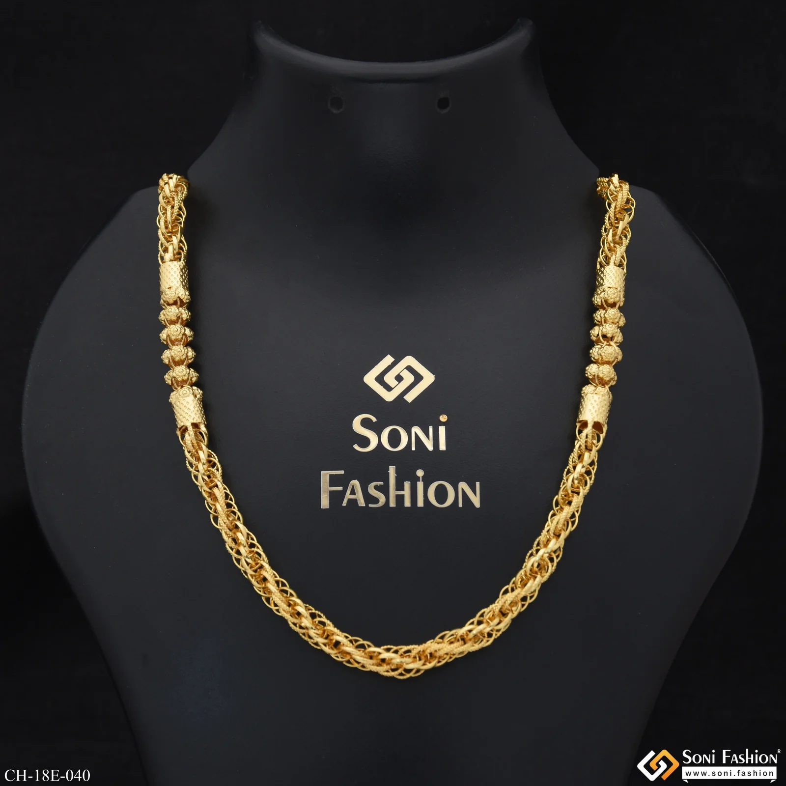 2 In 1 Best Quality Gold Plated Rassa Chain for Men - Style E040