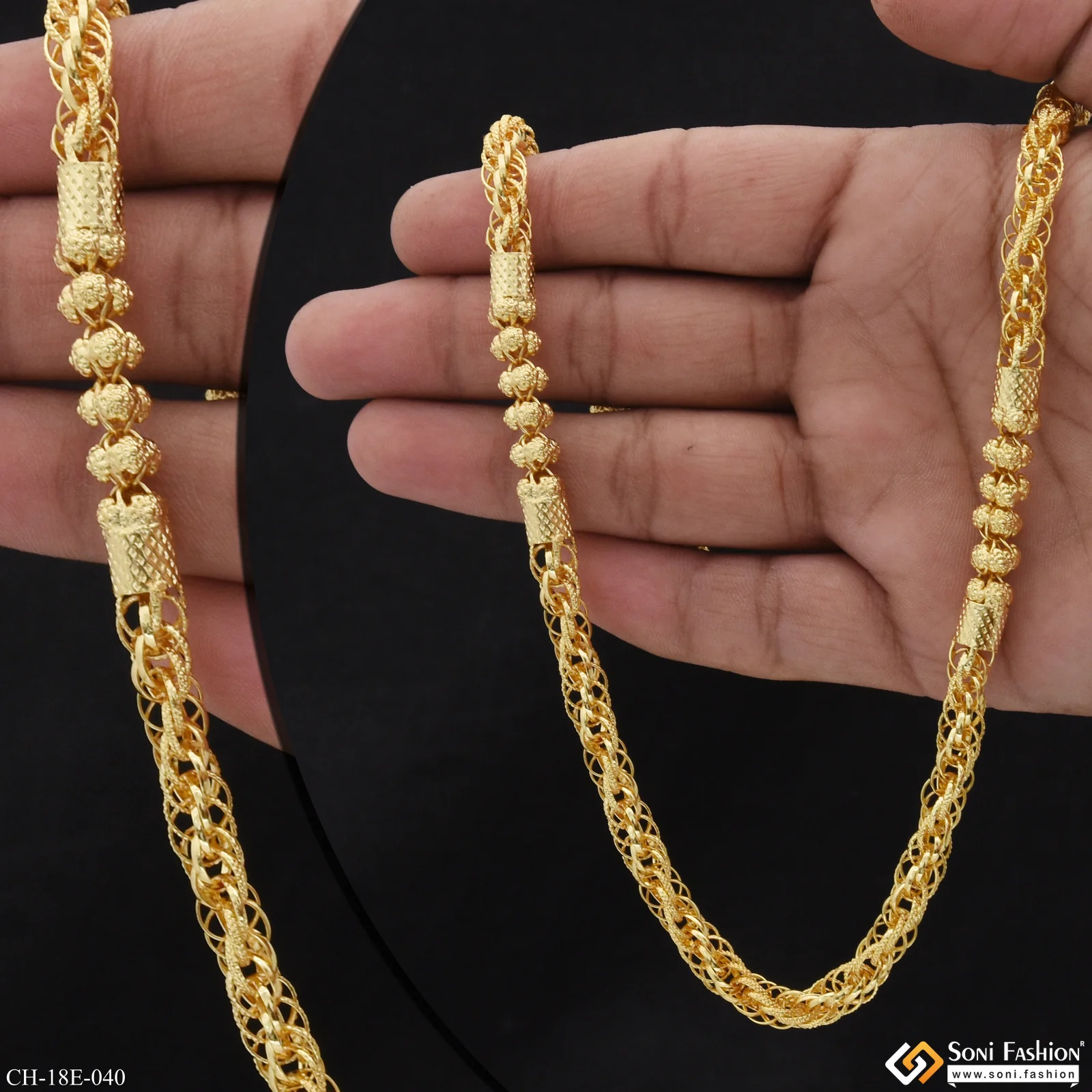 2 In 1 Best Quality Gold Plated Rassa Chain for Men - Style E040 - Image 2