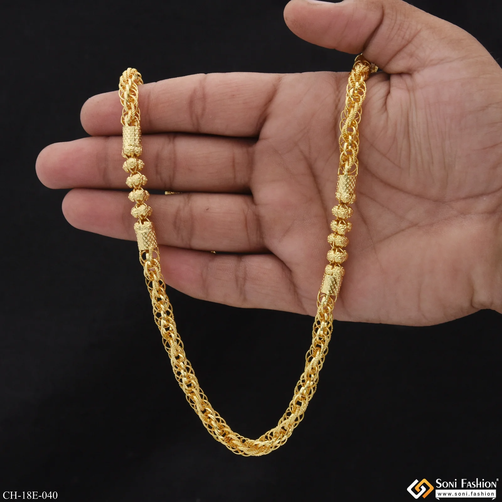 2 In 1 Best Quality Gold Plated Rassa Chain for Men - Style E040 - Image 6