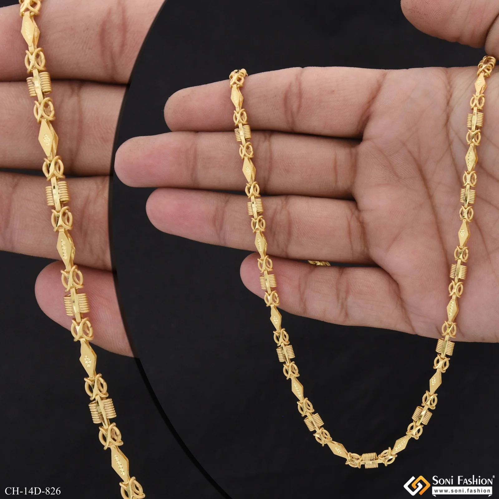 2 In 1 Delicate Design Gold Plated Chain for Men - Style D826 - Image 2