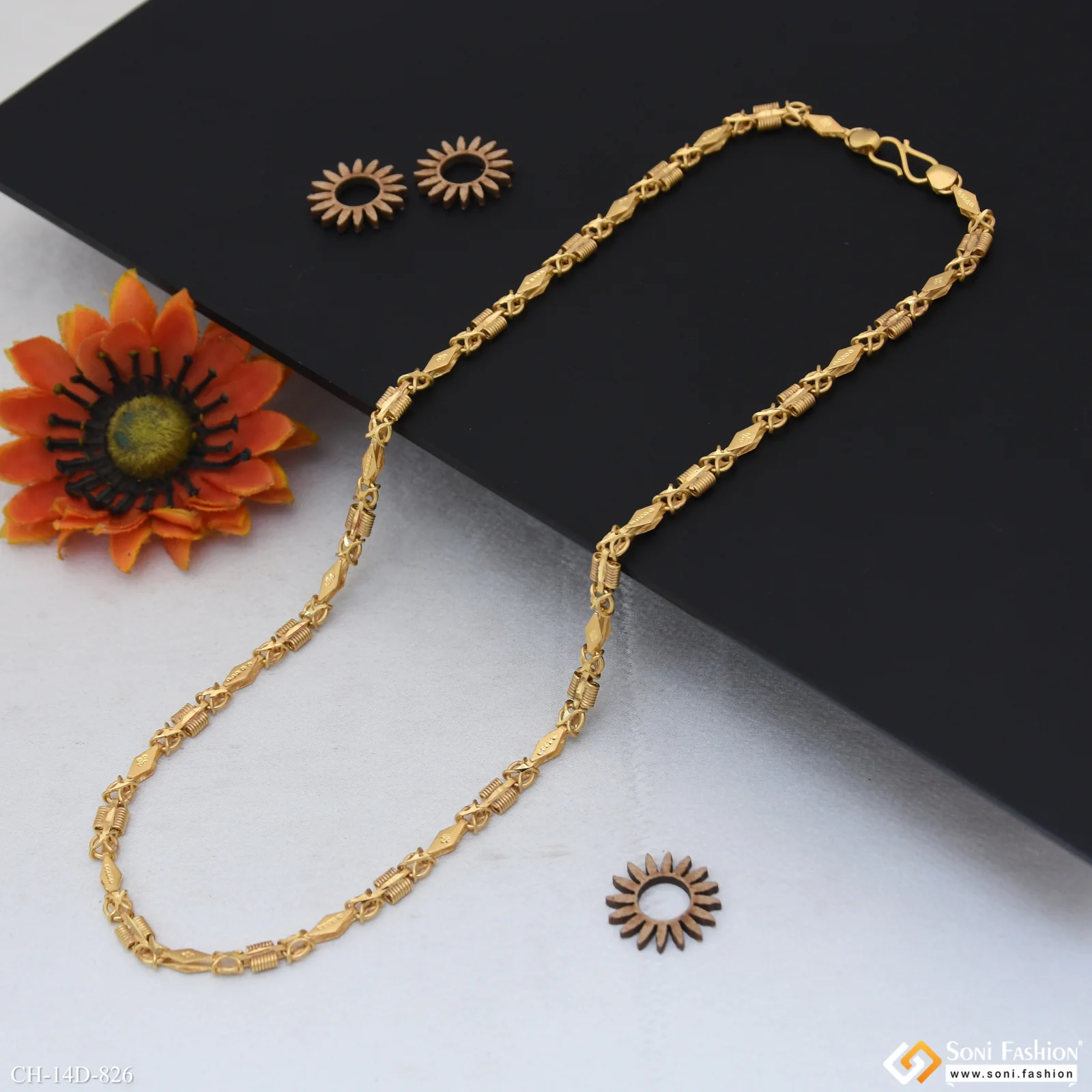 2 In 1 Delicate Design Gold Plated Chain for Men - Style D826 - Image 5