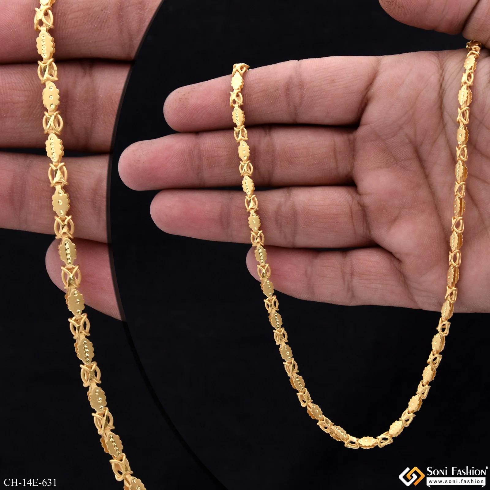 2 In 1 Delicate Design Gold Plated Chain for Men - Style E631 - Image 2