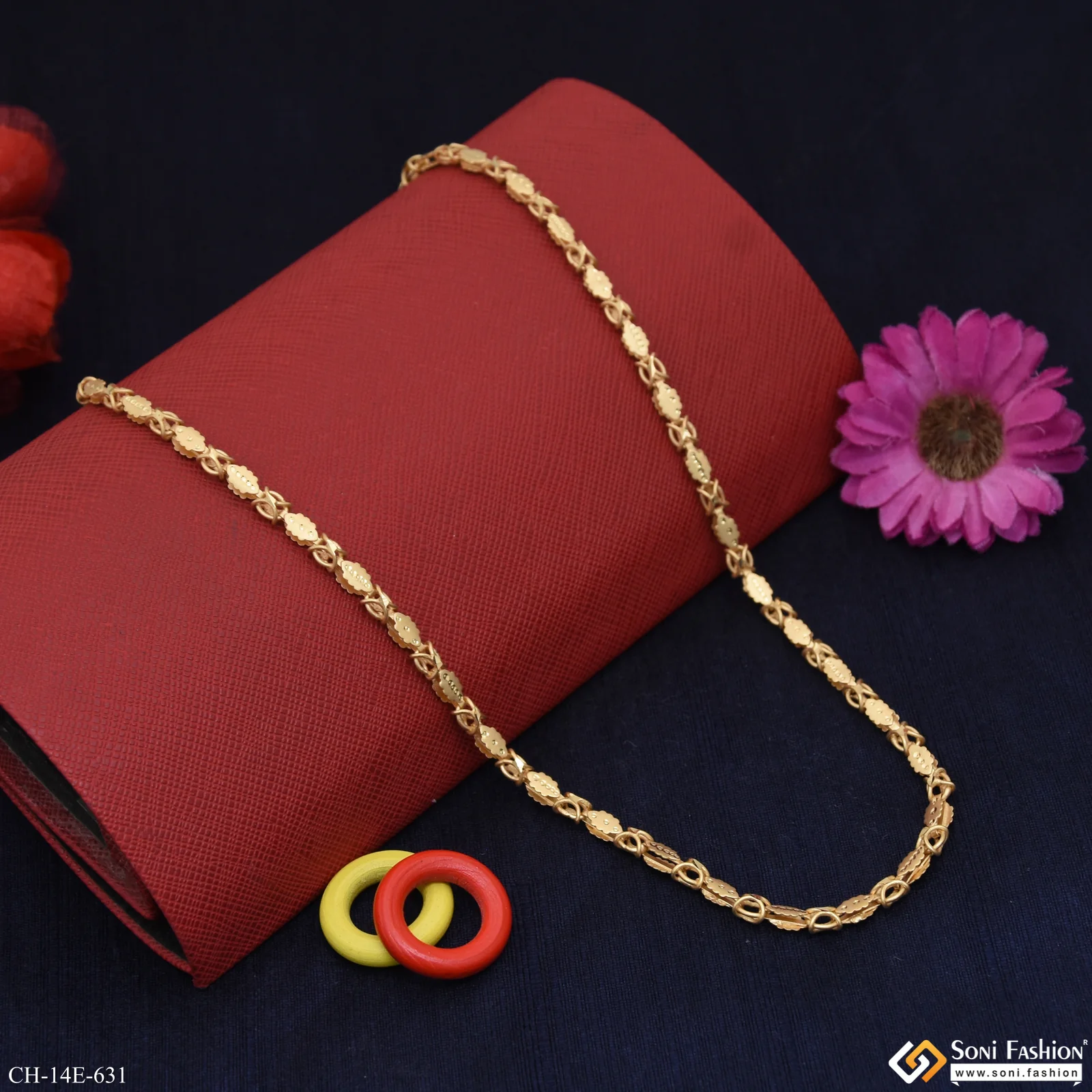 2 In 1 Delicate Design Gold Plated Chain for Men - Style E631 - Image 3