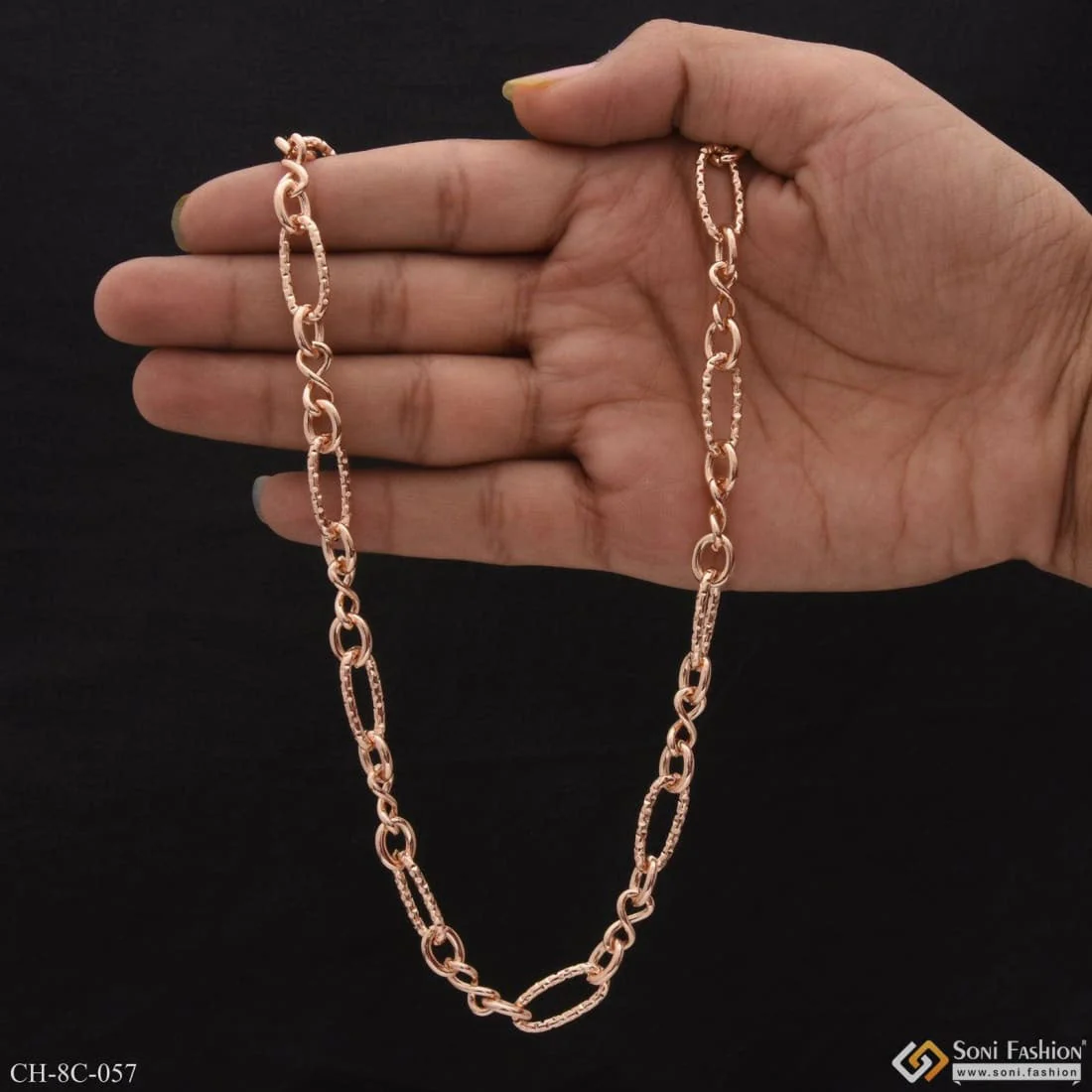 2 in 1 Expensive-Looking Design High-Quality Rose Gold Chain for Men - Style C057 - Image 2