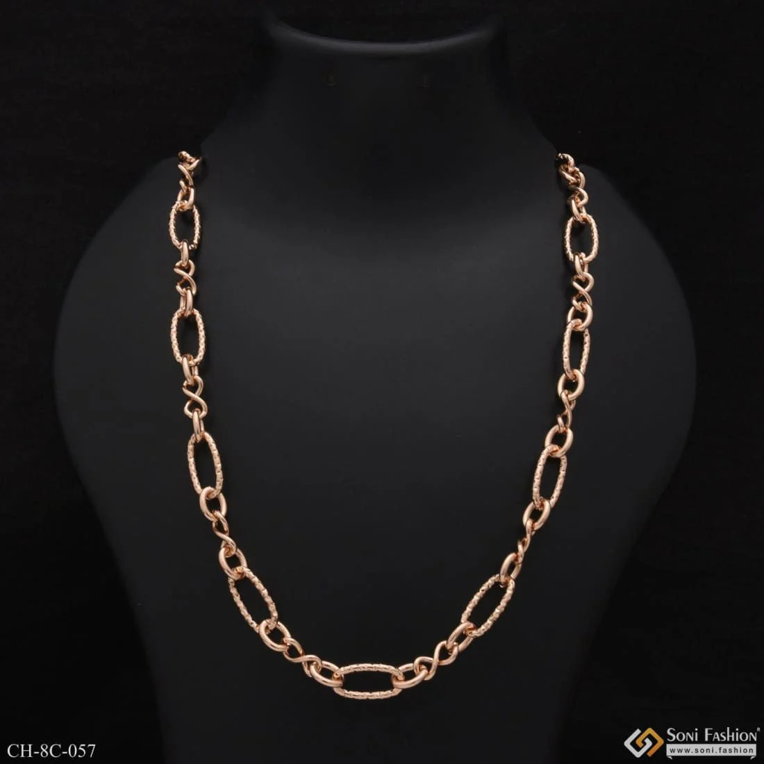 2 in 1 Expensive-Looking Design High-Quality Rose Gold Chain for Men - Style C057 - Image 4