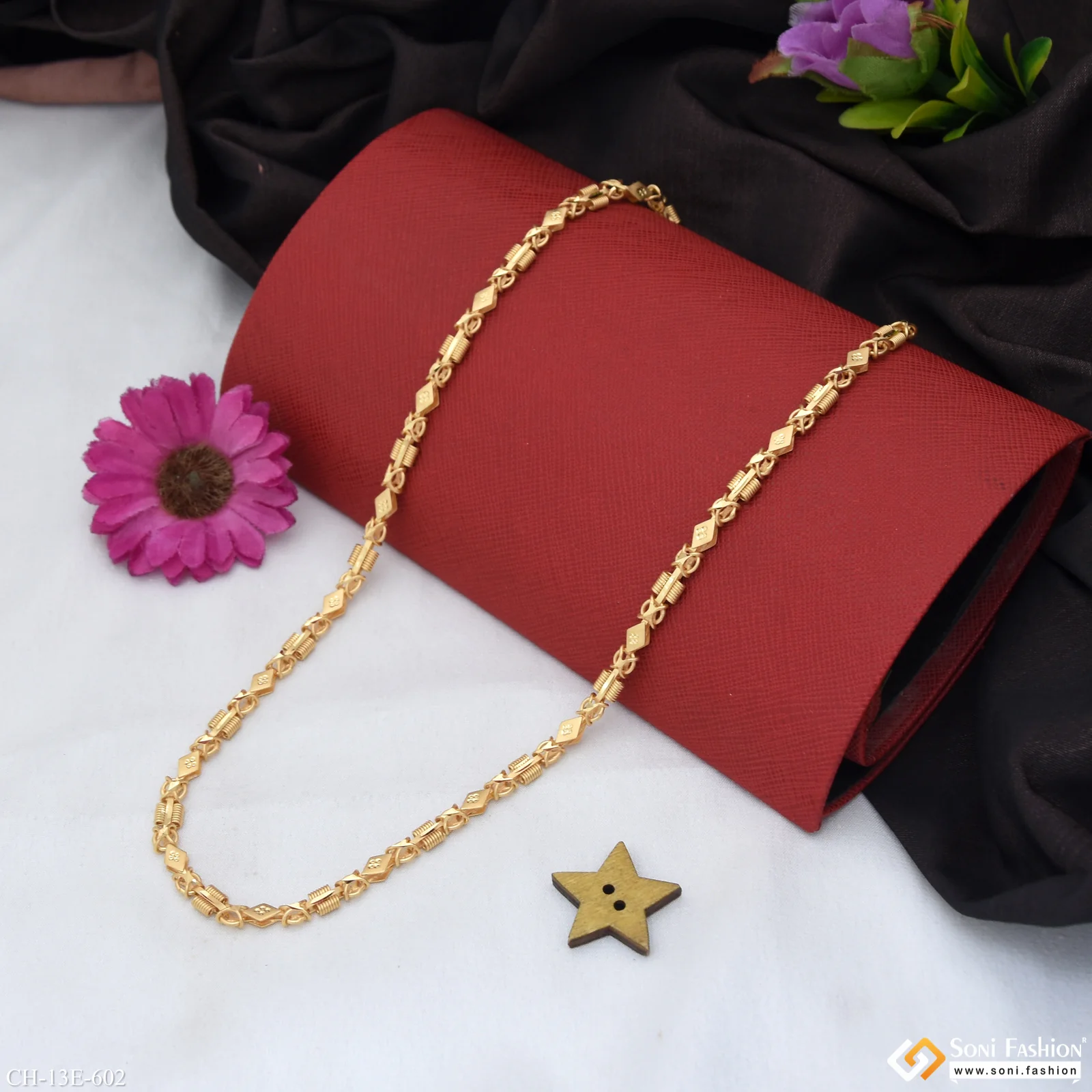 2 In 1 Fabulous Design Gold Plated Chain for Men - Style E602 - Image 3