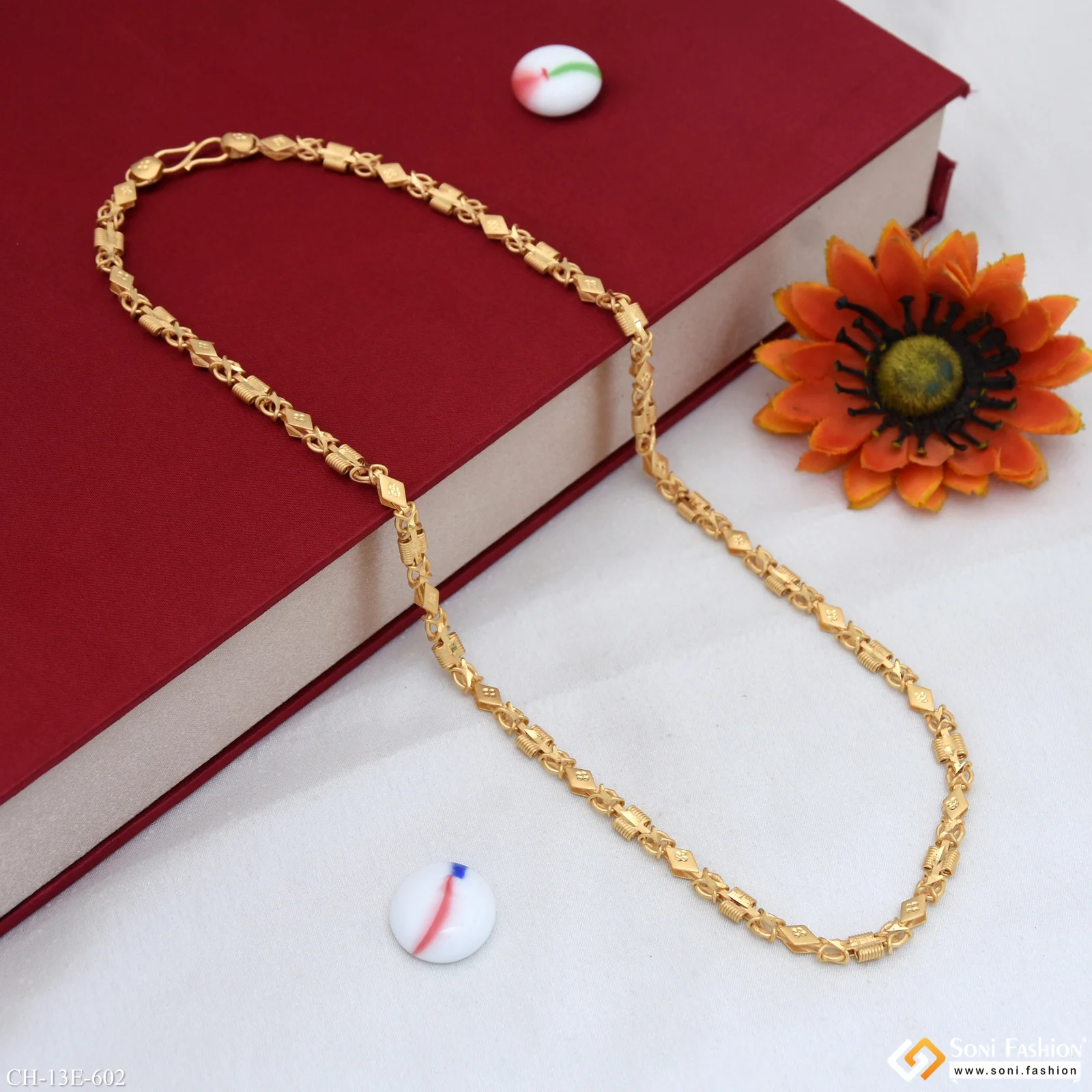 2 In 1 Fabulous Design Gold Plated Chain for Men - Style E602 - Image 4