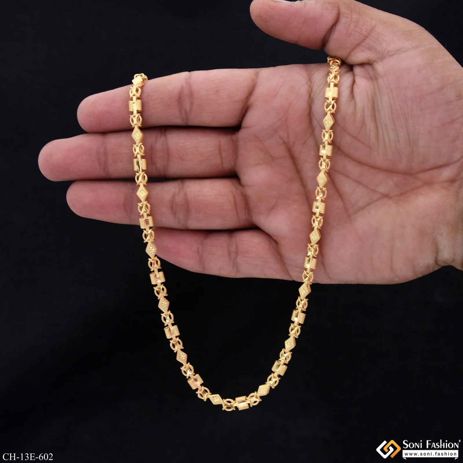 2 In 1 Fabulous Design Gold Plated Chain for Men - Style E602 - Image 5