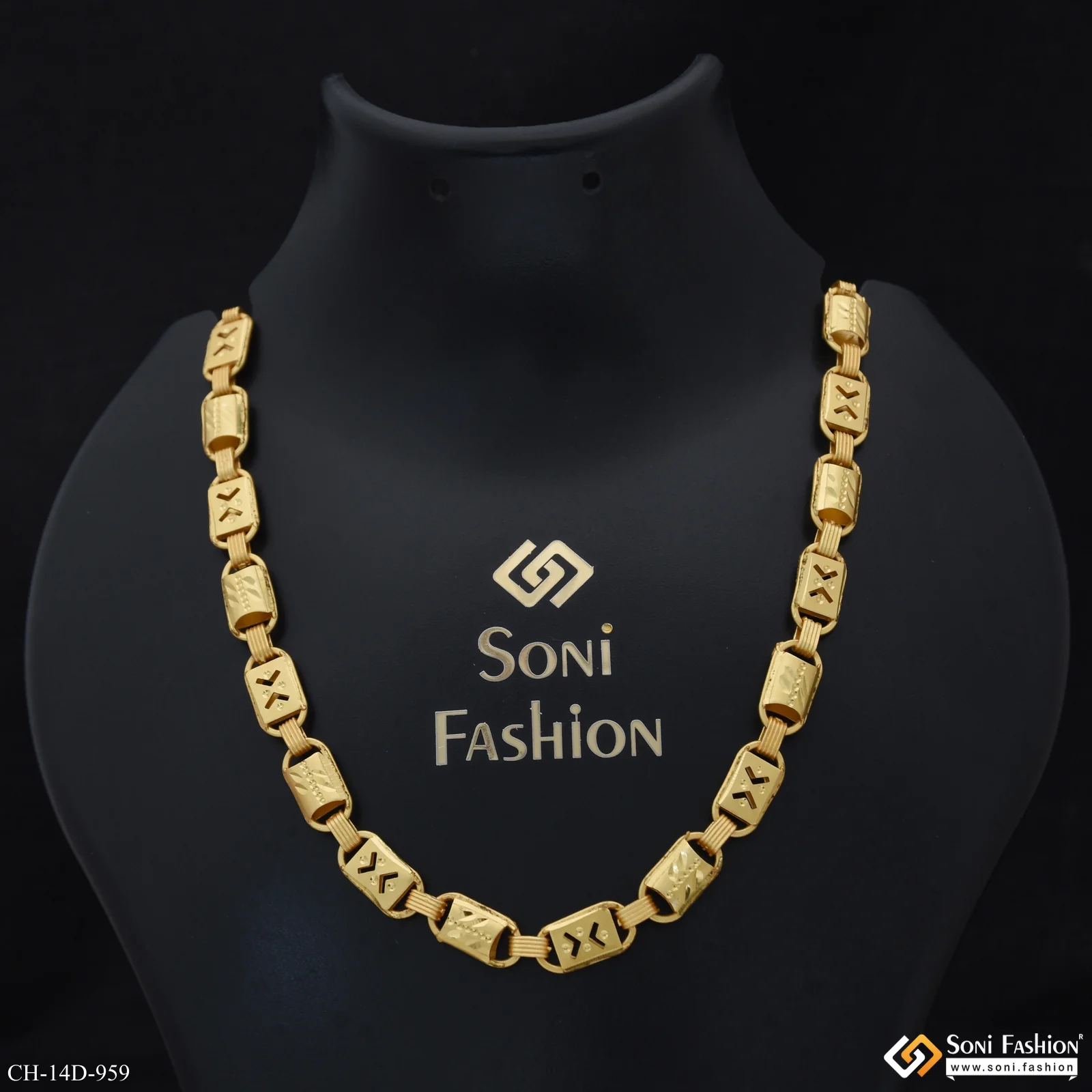 2 In 1 Fabulous Design Gold Plated Nawabi Chain for Men - Style D959 - Image 2