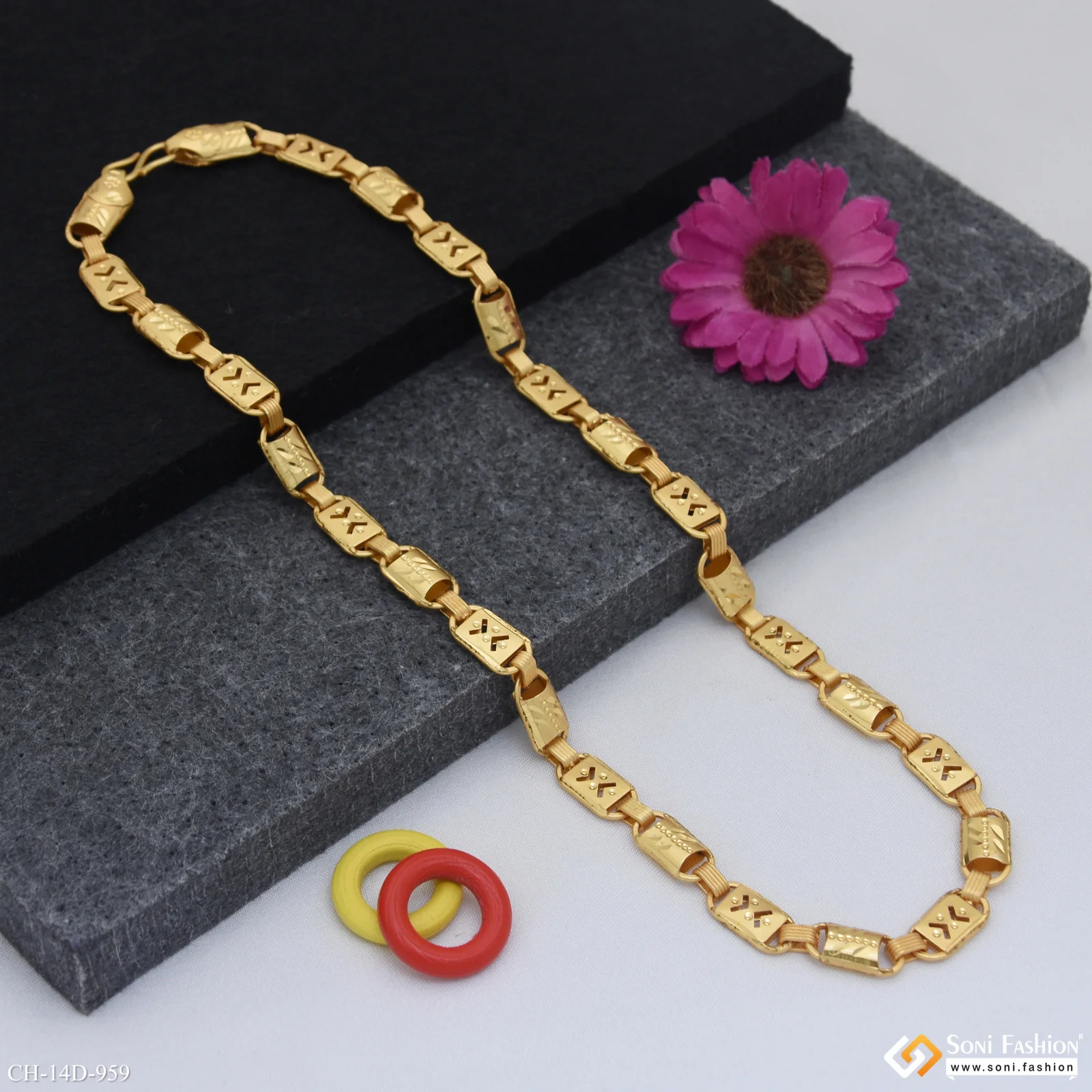 2 In 1 Fabulous Design Gold Plated Nawabi Chain for Men - Style D959 - Image 5