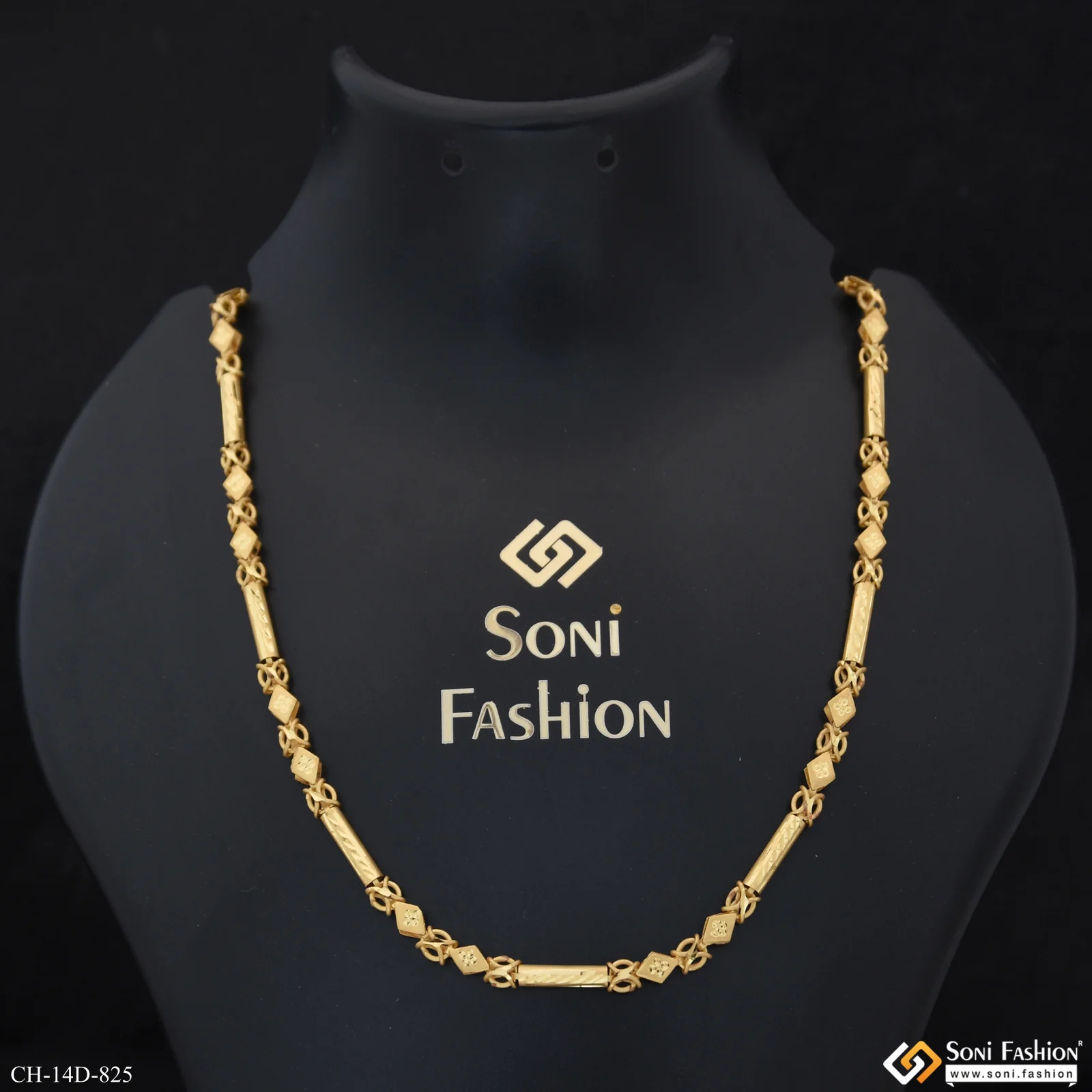 2 In 1 Fabulous Design Gold Plated Pipe Chain for Men - Style D825 - Image 2