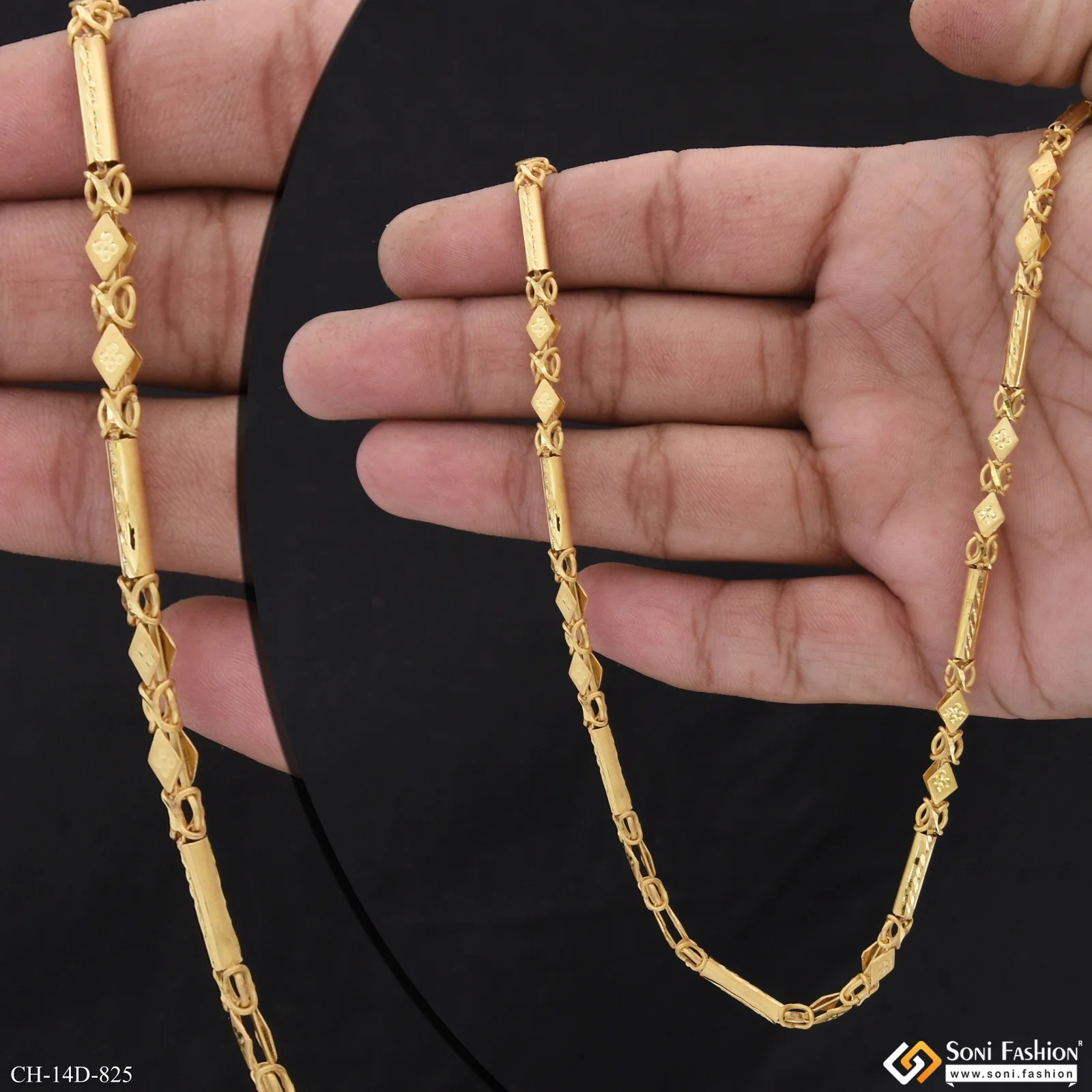2 In 1 Fabulous Design Gold Plated Pipe Chain for Men - Style D825 - Image 3