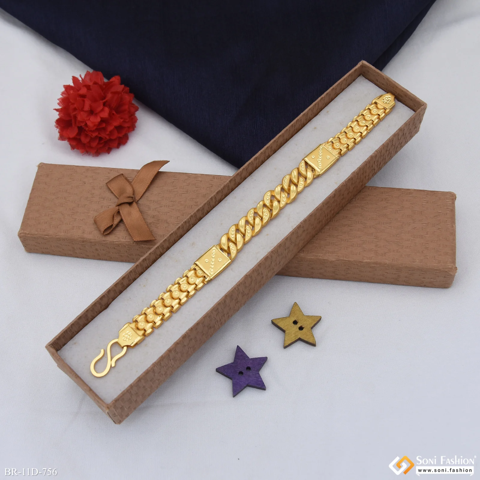 2 In 1 Fabulous Design Gold Plated Pokal Bracelet for Men - Style D756 - Image 3