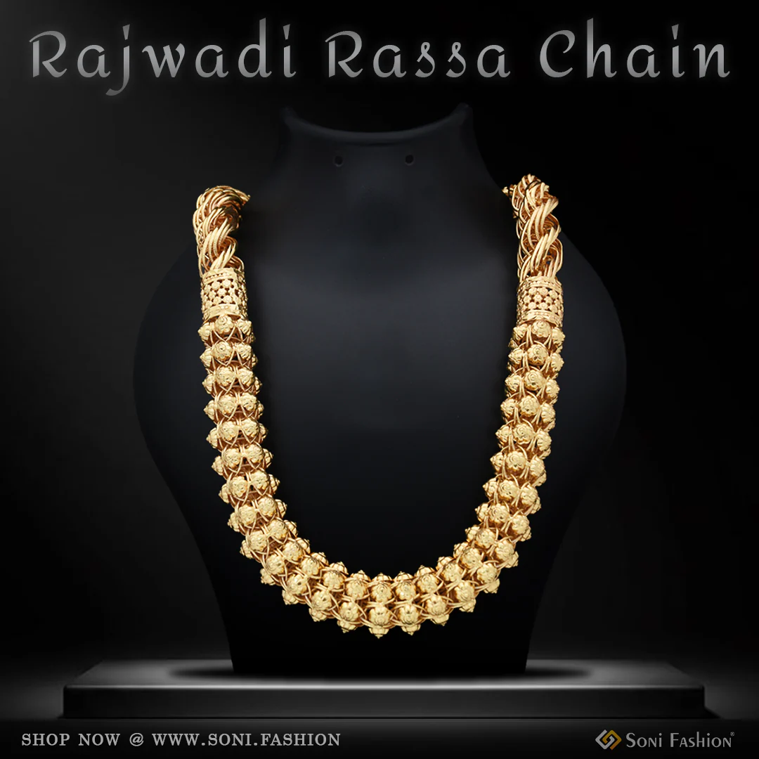 2 In 1 Fabulous Design Gold Plated Rajwadi Rassa for Men - Style D869