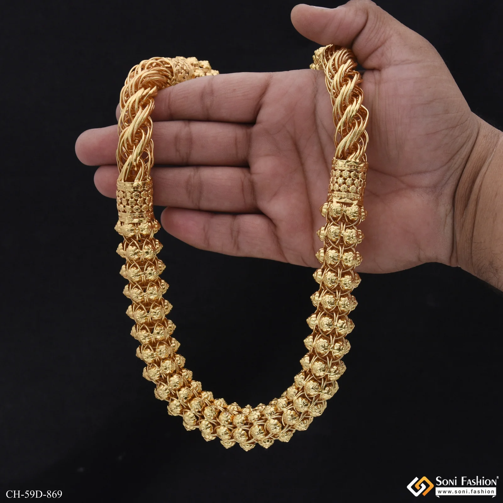 2 In 1 Fabulous Design Gold Plated Rajwadi Rassa for Men - Style D869 - Image 6