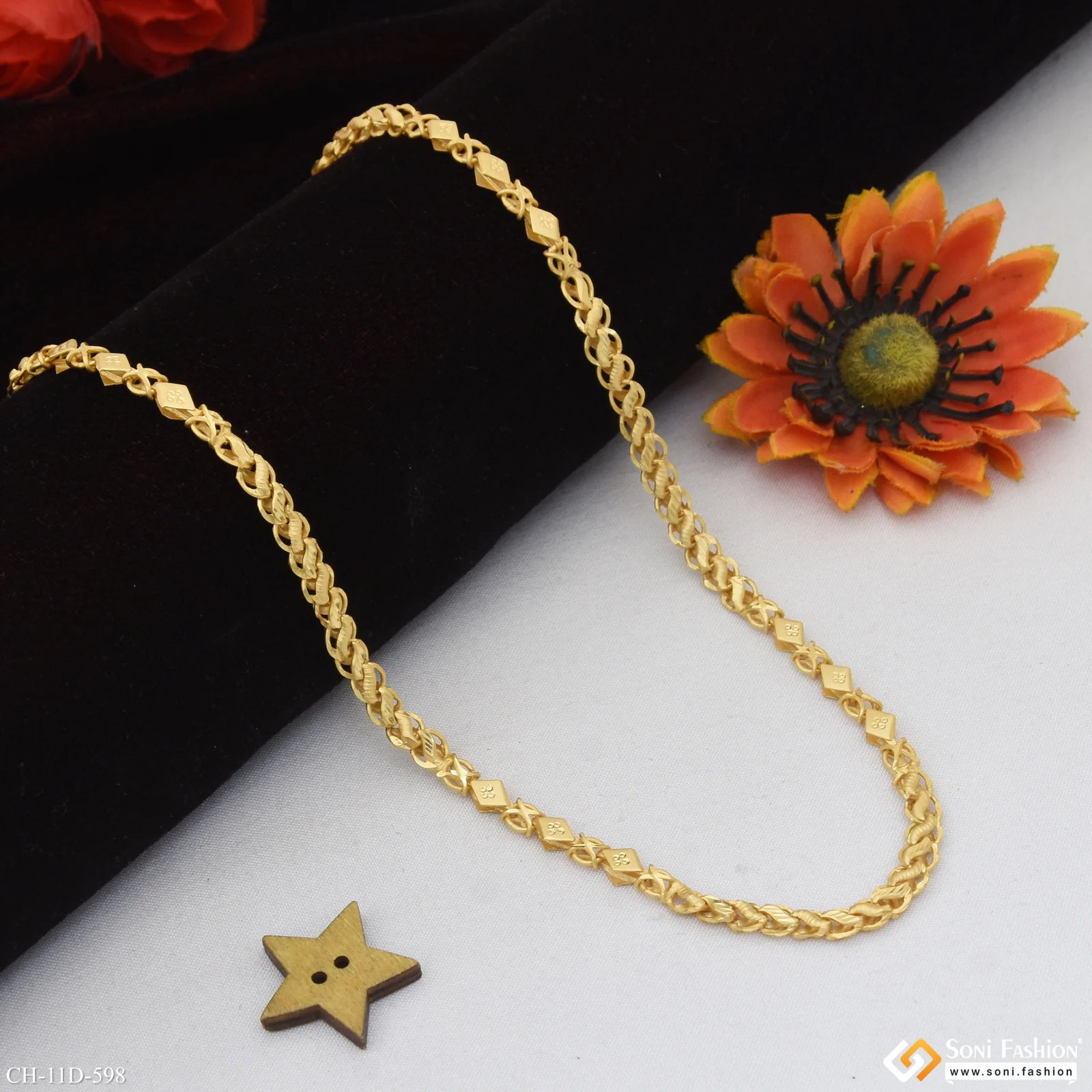 2 In 1 Glamorous Design Gold Plated Kohli Chain for Men - Style D598 - Image 3