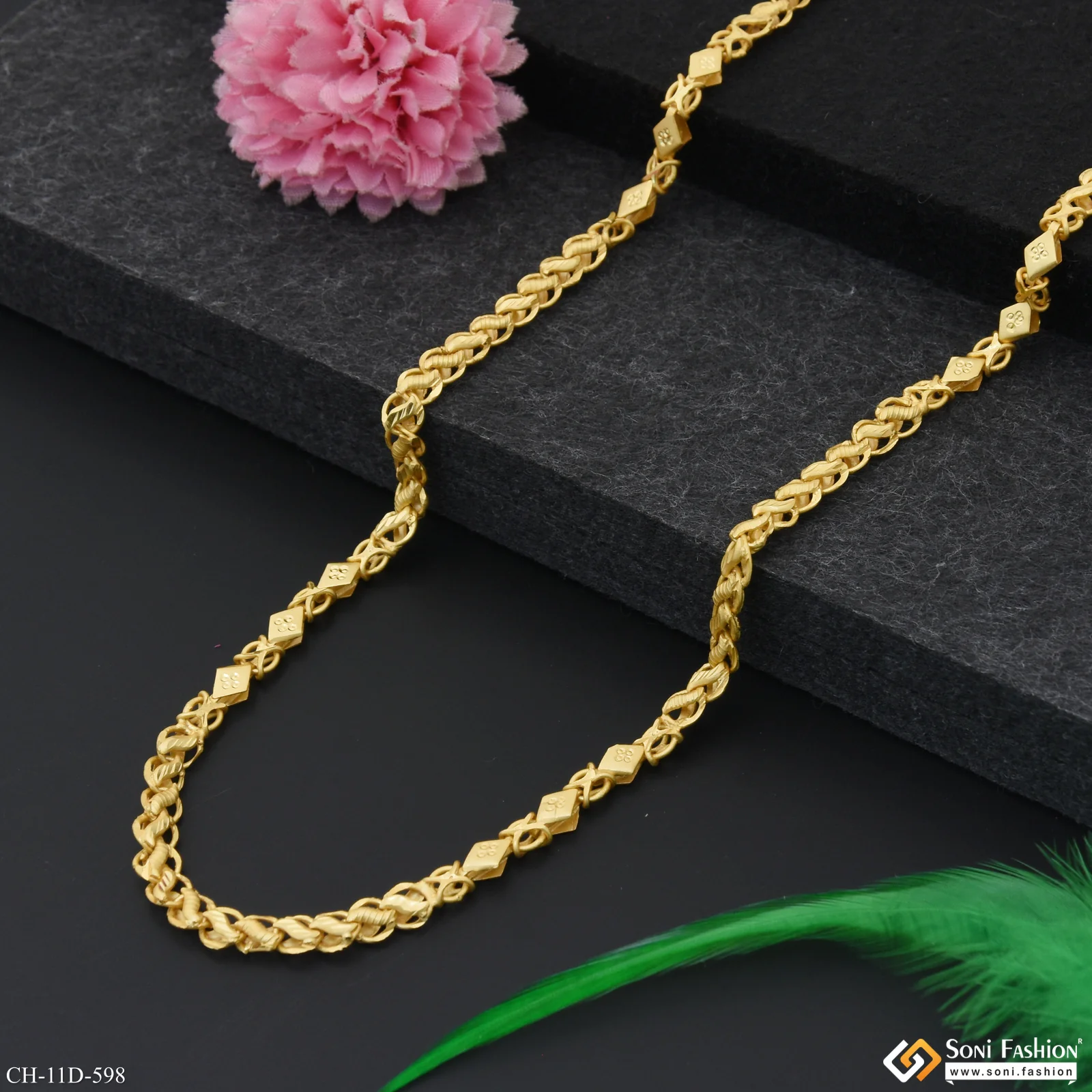 2 In 1 Glamorous Design Gold Plated Kohli Chain for Men - Style D598 - Image 5