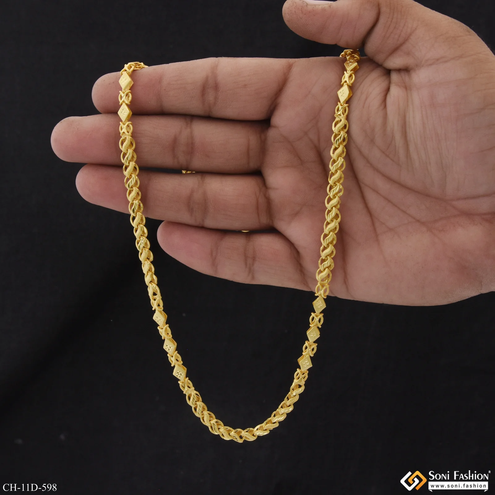 2 In 1 Glamorous Design Gold Plated Kohli Chain for Men - Style D598 - Image 6