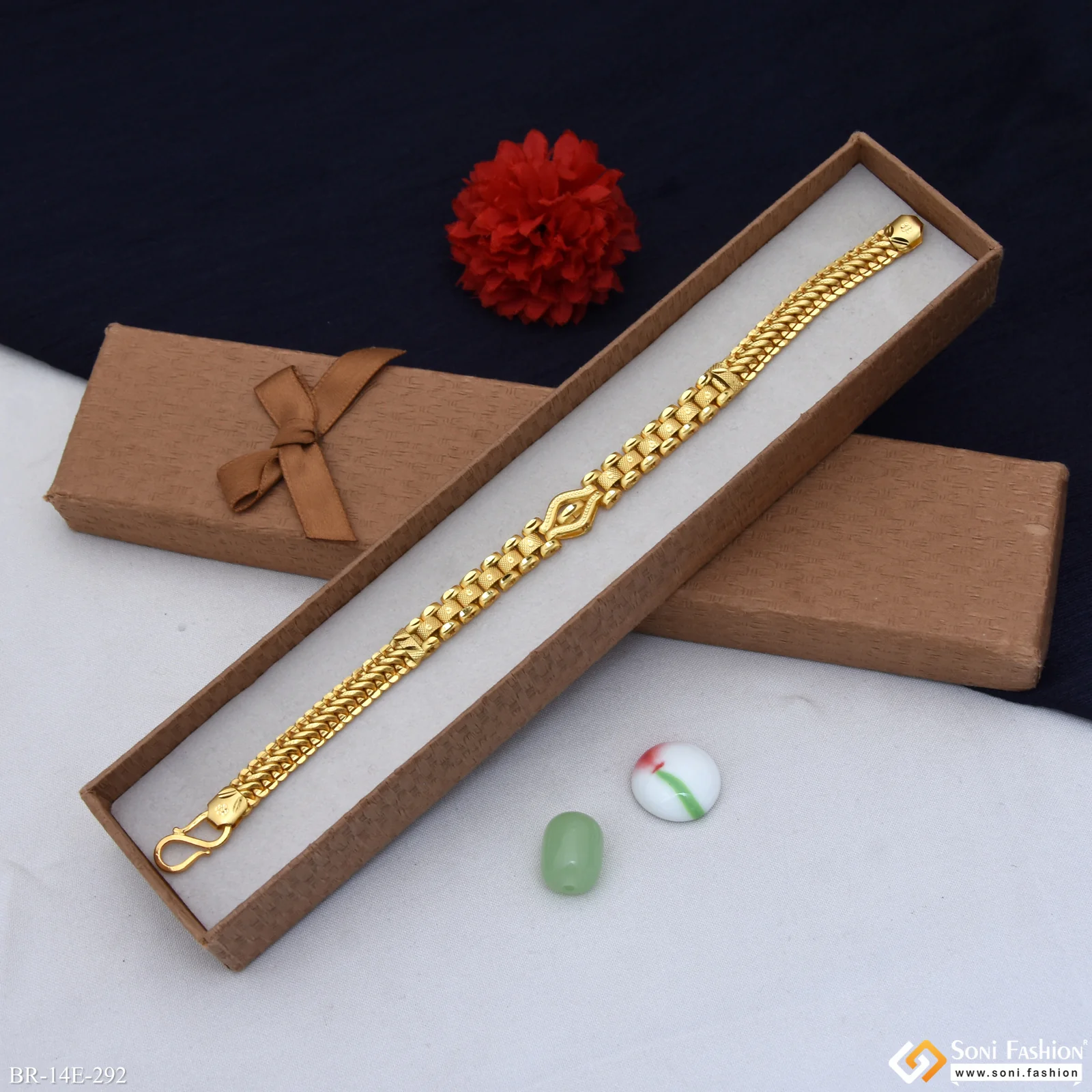 2 In 1 Gold Plated Box Bracelet for Men - Style E292 - Image 2