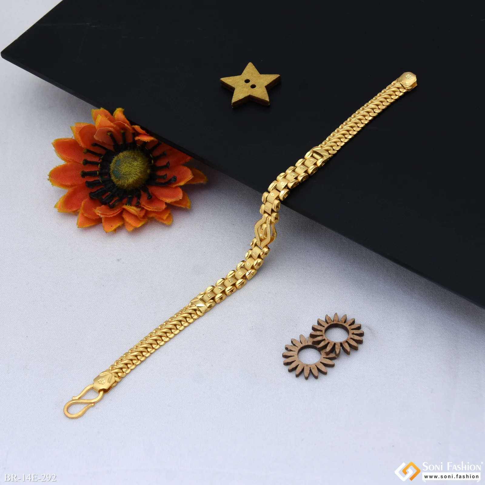 2 In 1 Gold Plated Box Bracelet for Men - Style E292 - Image 5