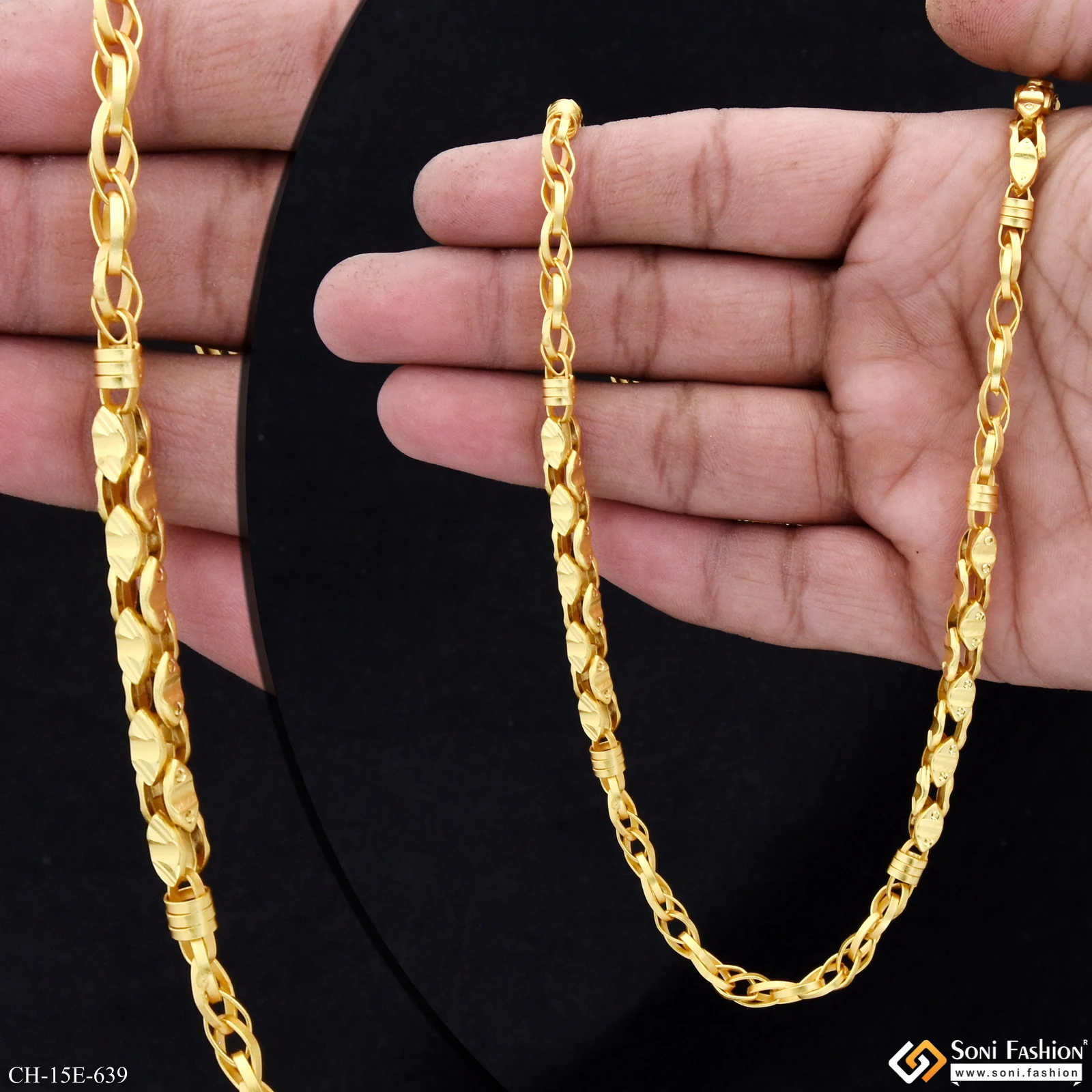 2 In 1 Gold Plated Chain for Men - Style E639 - Image 2