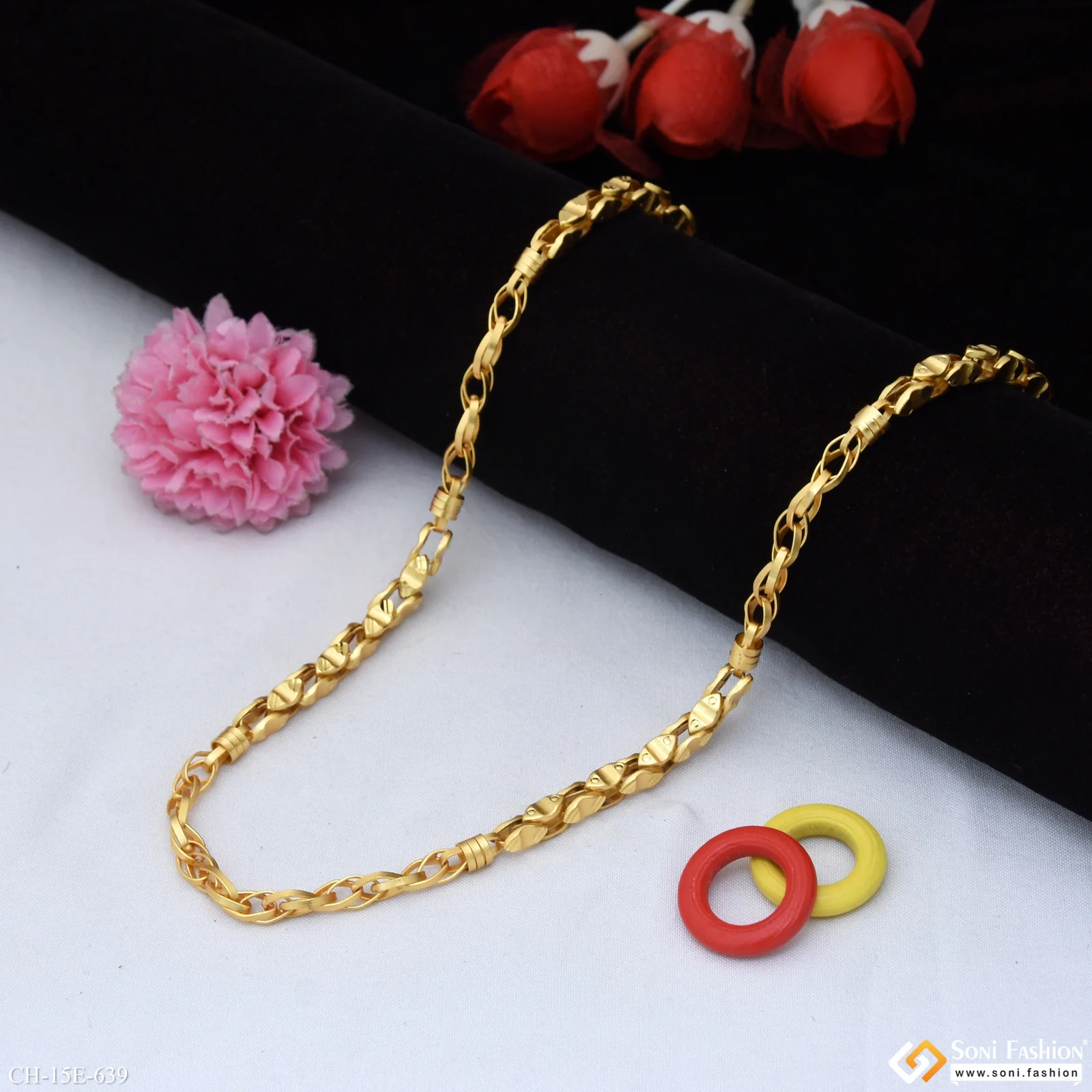 2 In 1 Gold Plated Chain for Men - Style E639 - Image 4