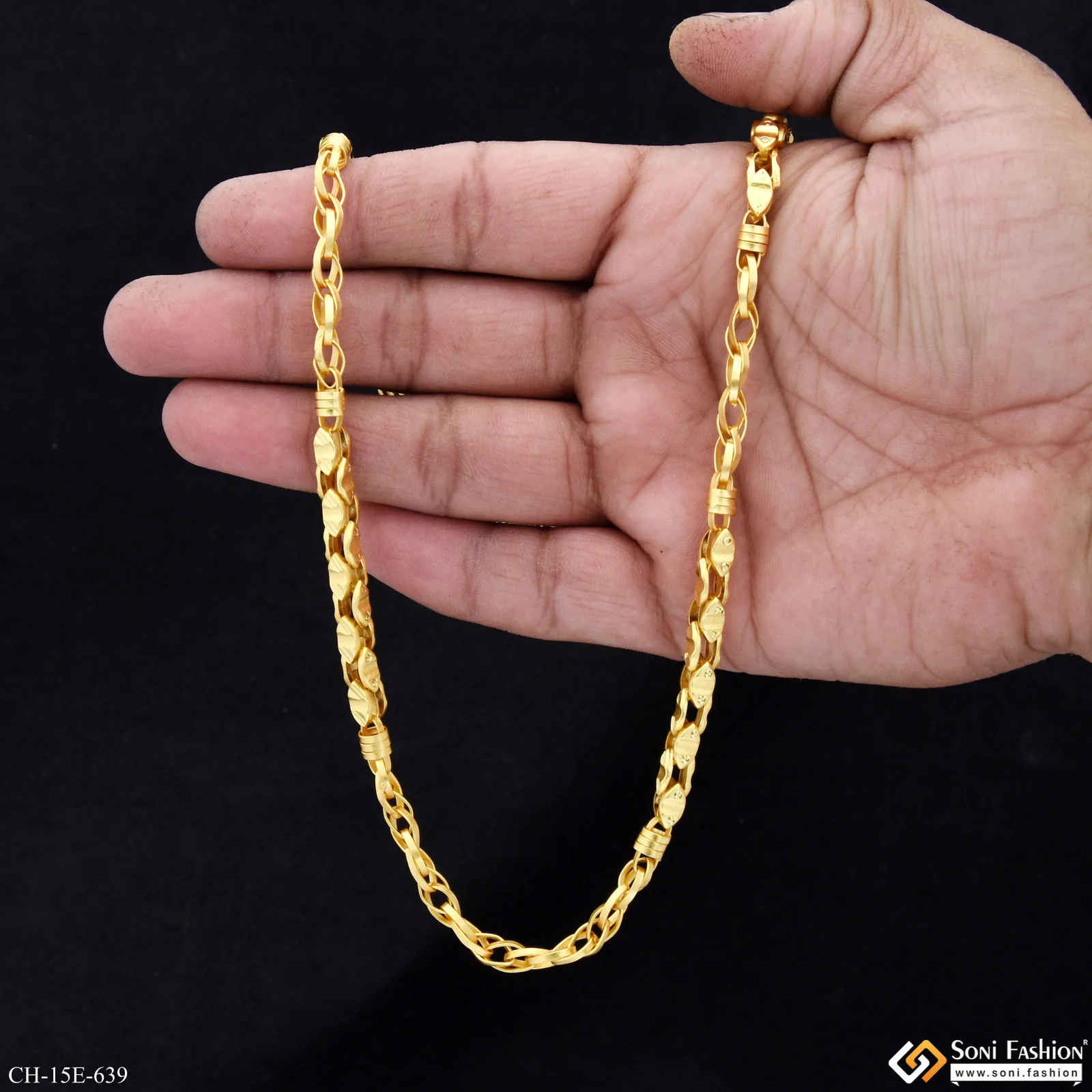 2 In 1 Gold Plated Chain for Men - Style E639 - Image 6