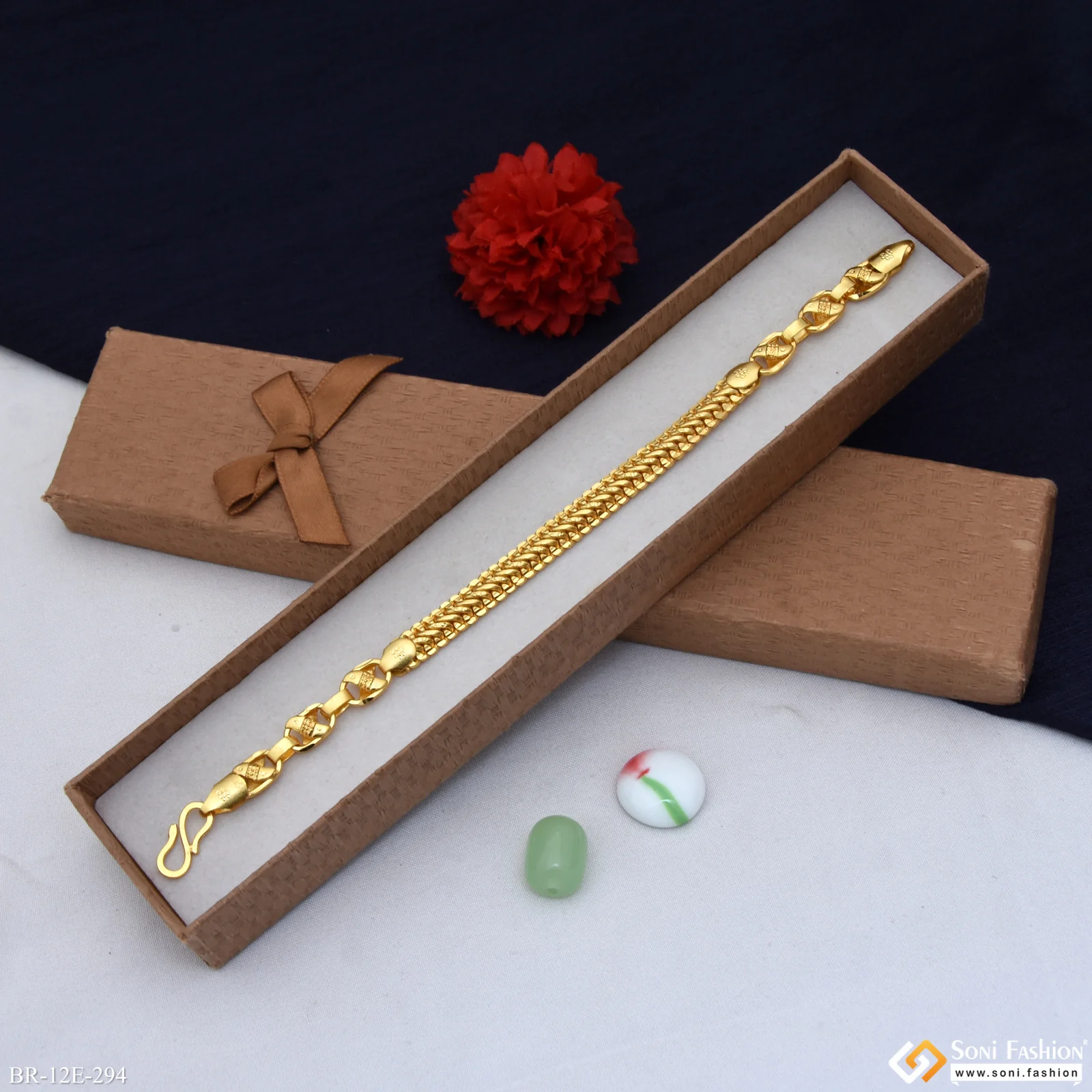 2 In 1 Gold Plated Kohli Bracelet for Men - Style E294 - Image 2