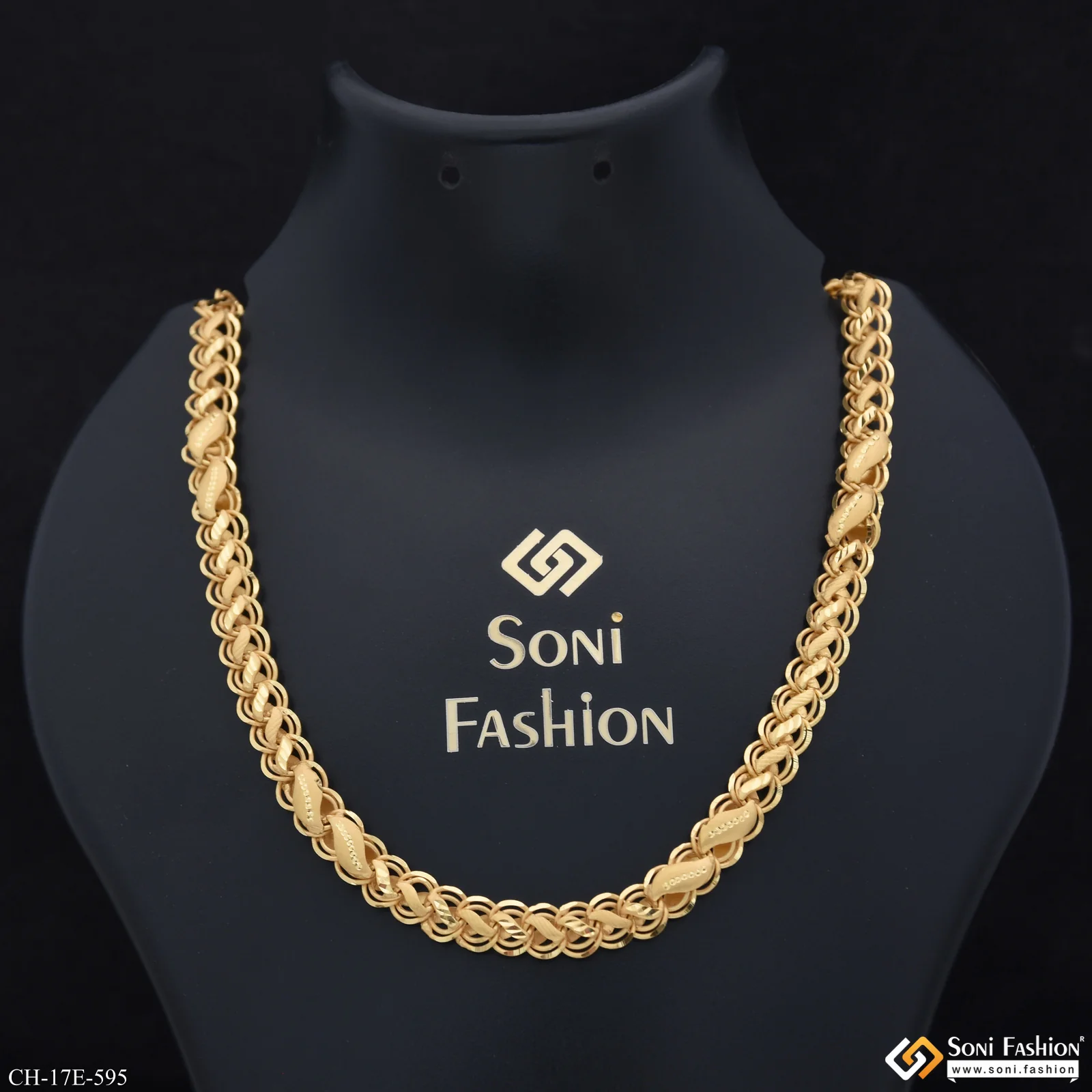 2 In 1 Gold Plated Kohli Chain for Men - Style E595