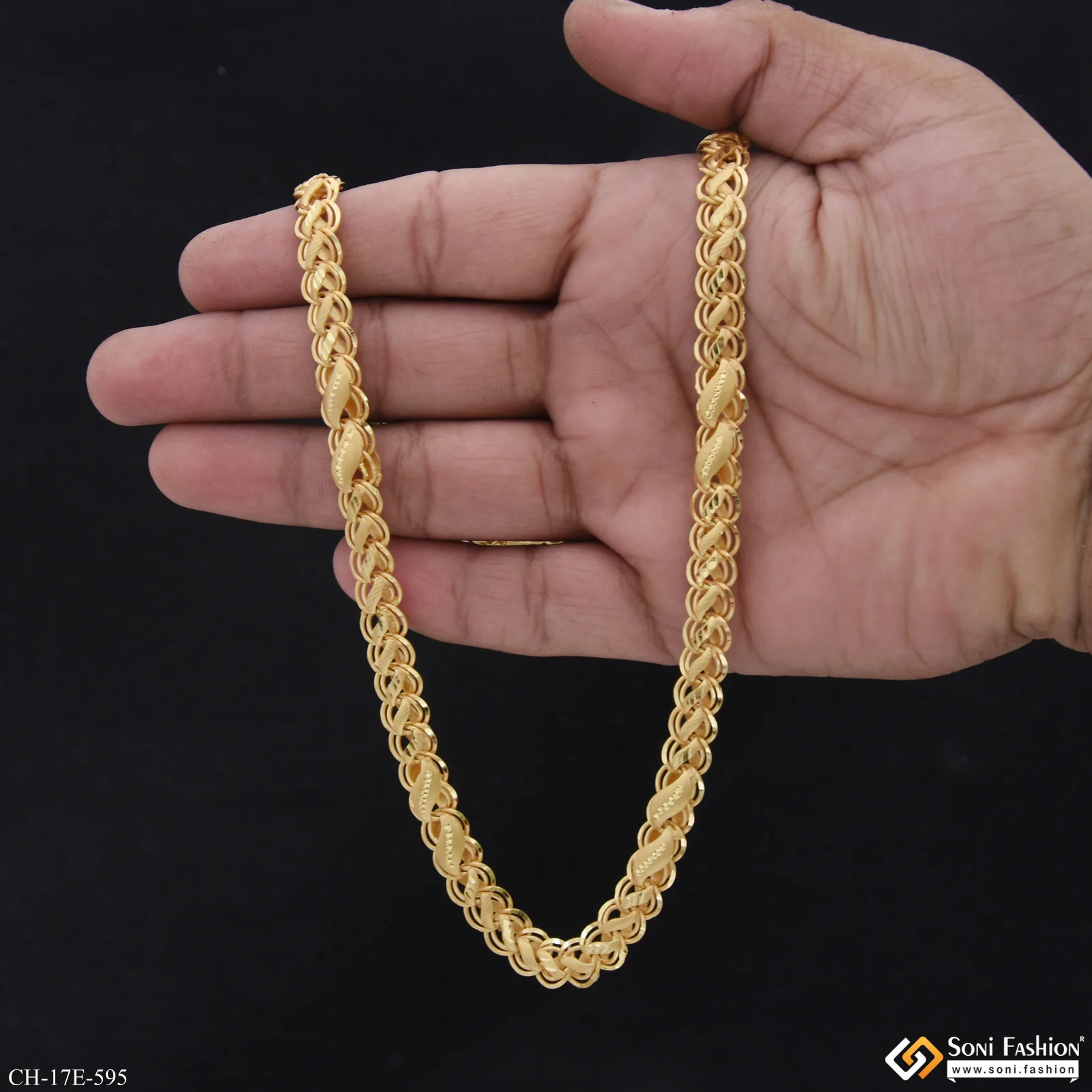 2 In 1 Gold Plated Kohli Chain for Men - Style E595 - Image 5