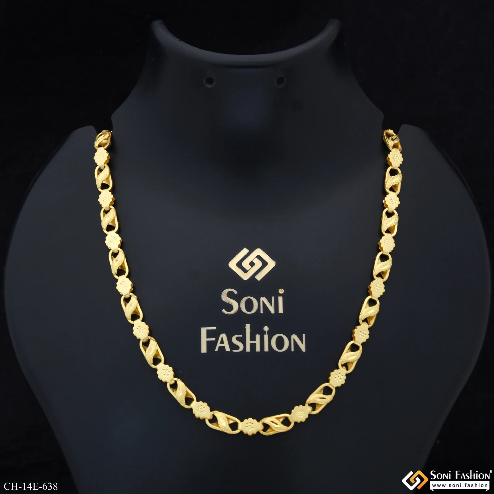 2 In 1 Gold Plated Kohli Chain for Men - Style E638