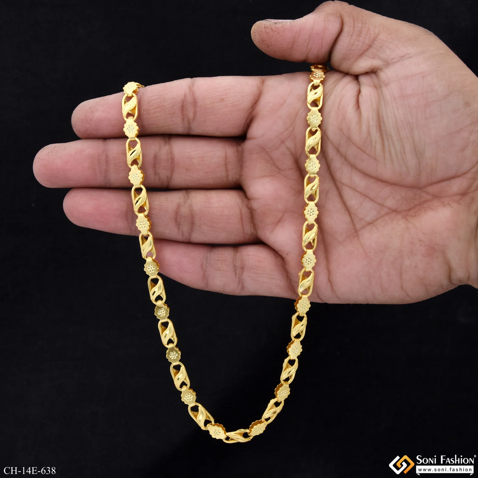 2 In 1 Gold Plated Kohli Chain for Men - Style E638 - Image 6