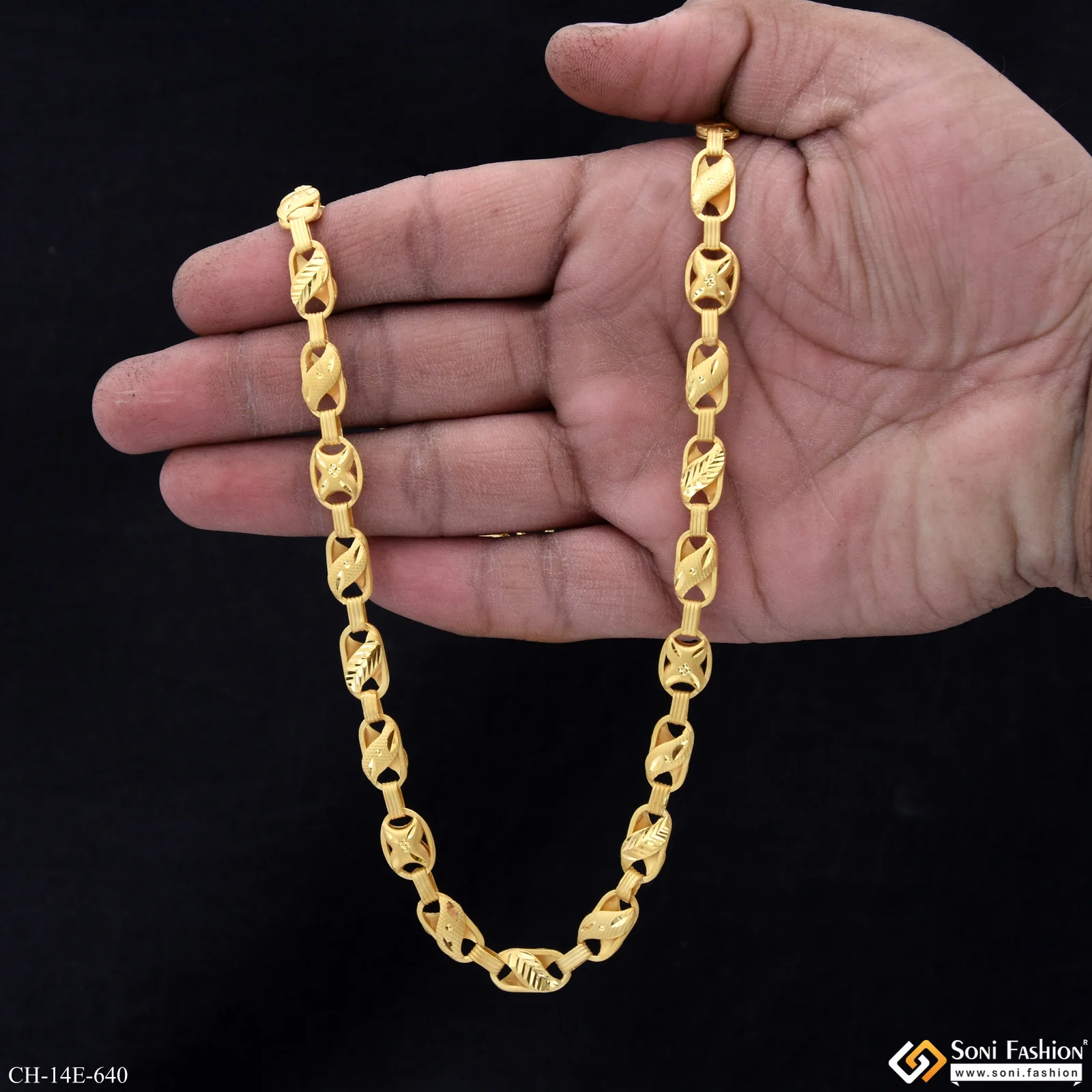 2 In 1 Gold Plated Kohli Chain for Men - Style E640 - Image 6